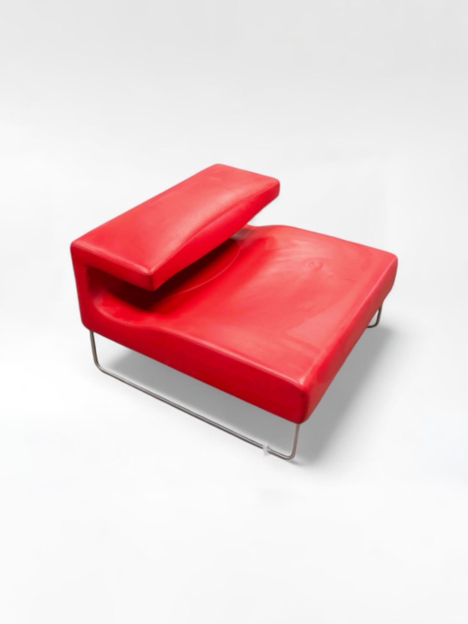 Vintage fauteuil met lage zitting in rood leer van Patricia Urquiola voor Moroso, 1999