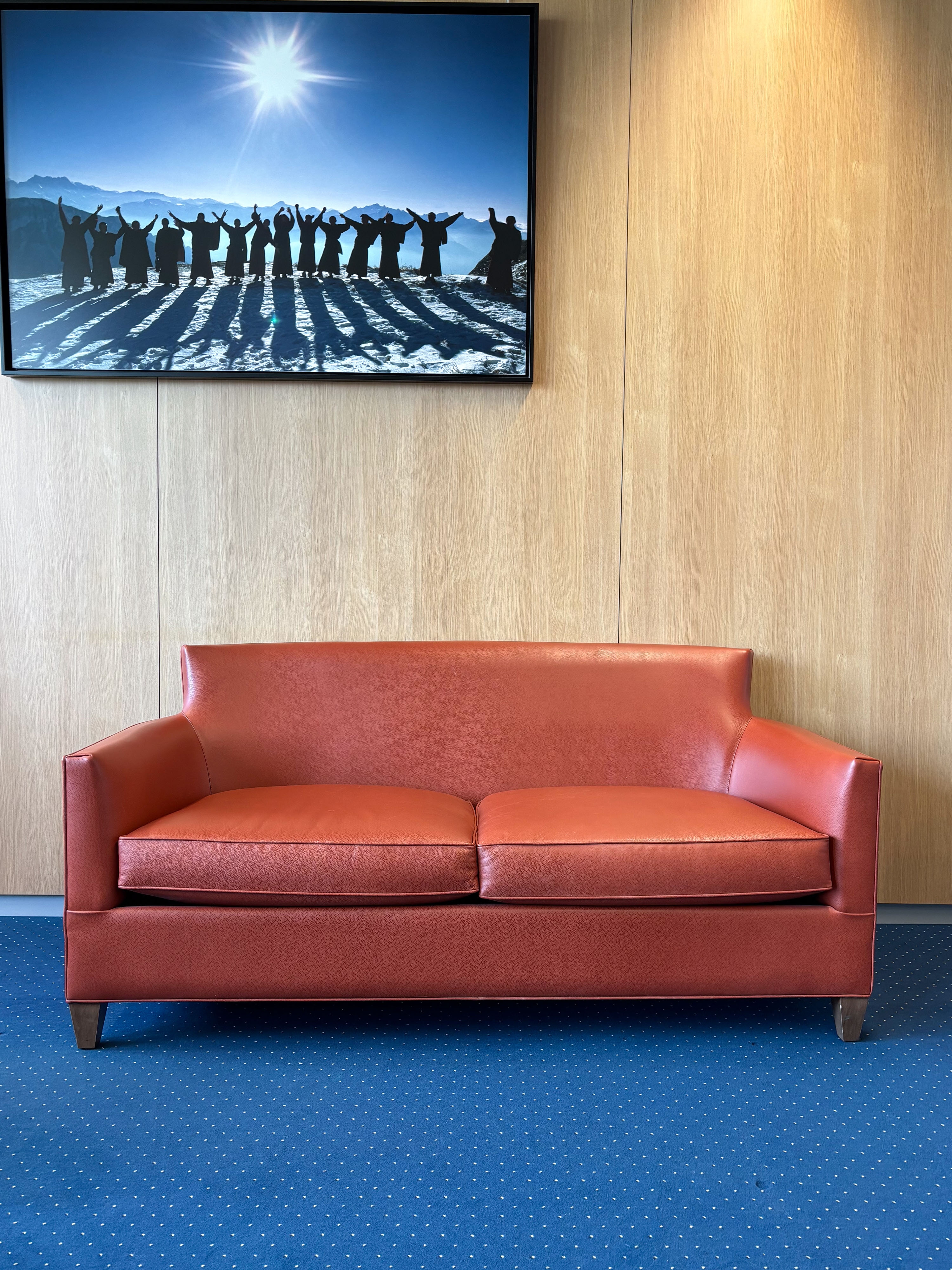 Rood Leren Sofa met Gestroomlijnd Modern Ontwerp - Tweedehands kwaliteit "Fauteuils en Banken" - Relieve Furniture