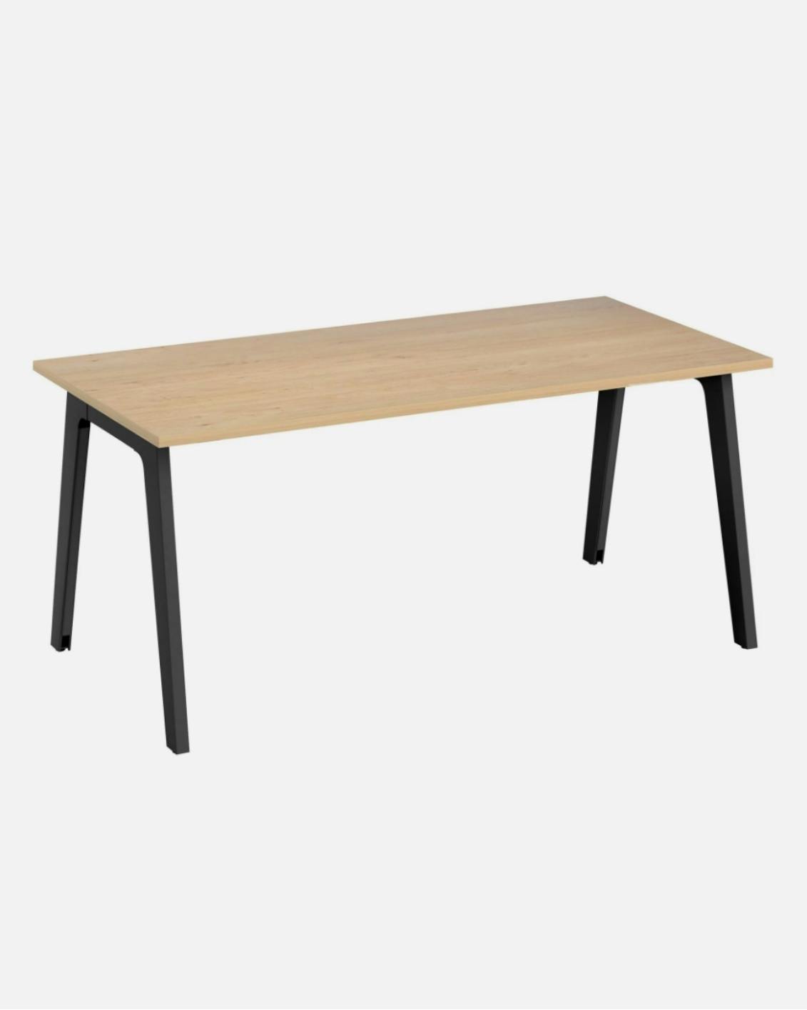REL015 Natuurlijk houten bureau met zwarte metalen poten