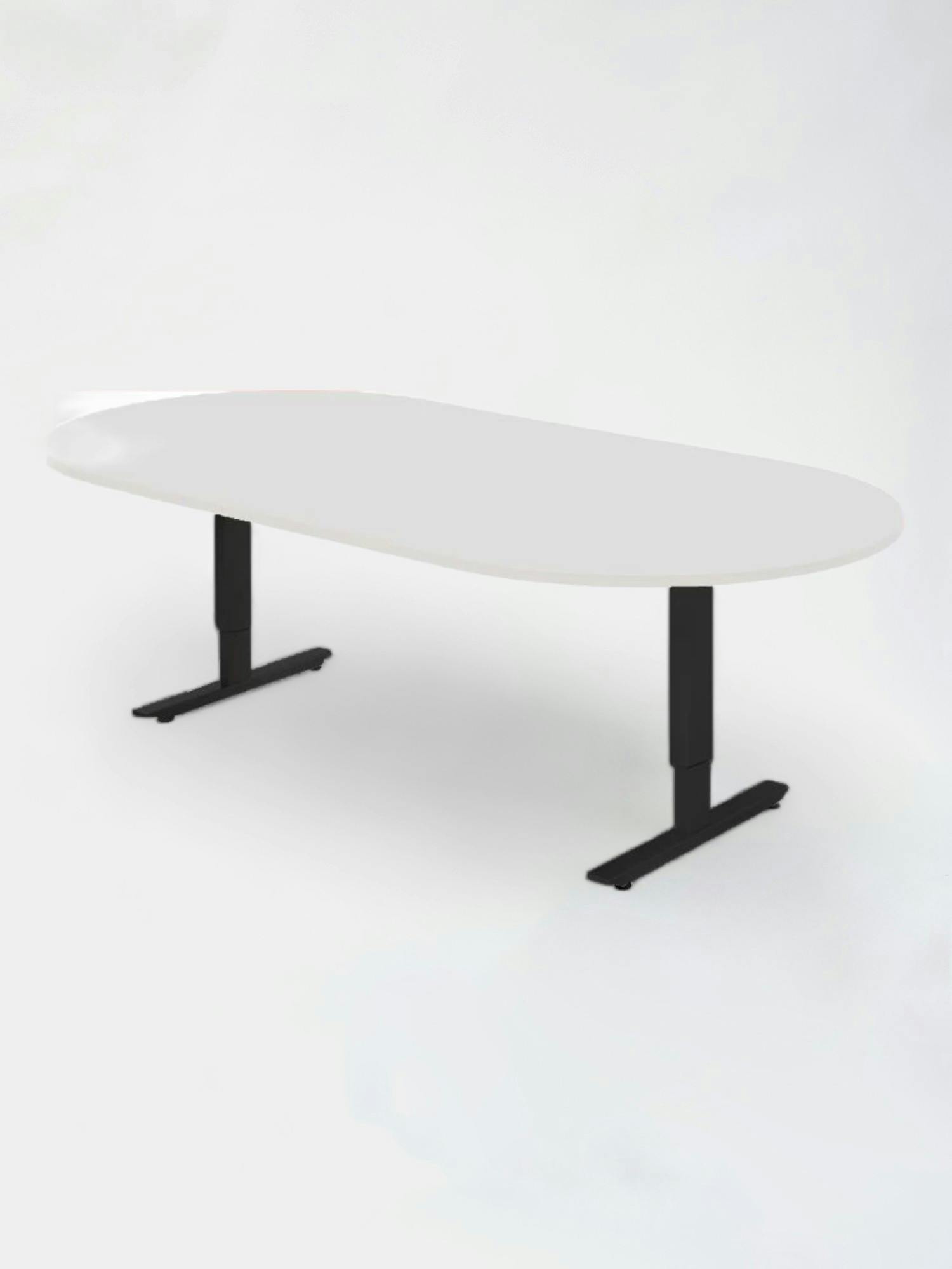 Oval meeting table, white top, black legs - Relieve Furniture