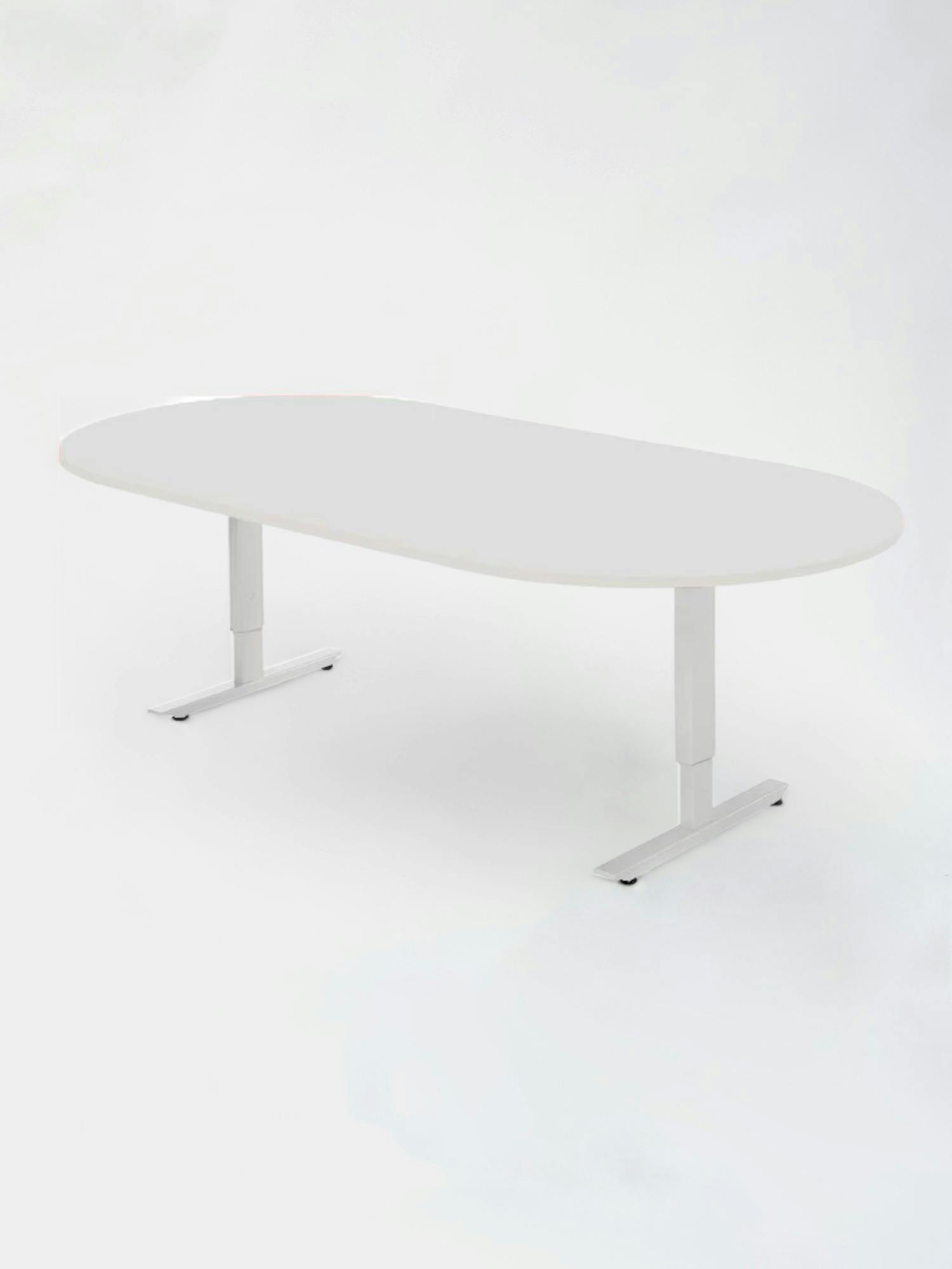 Oval meeting table, white top, white legs - Relieve Furniture
