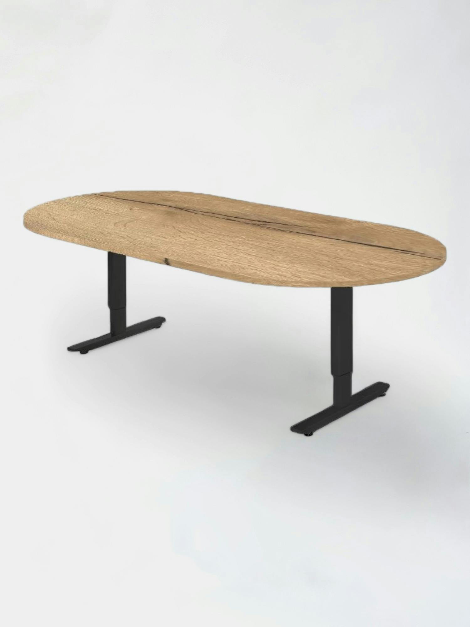 Oval meeting table, oak top, black legs - Relieve Furniture