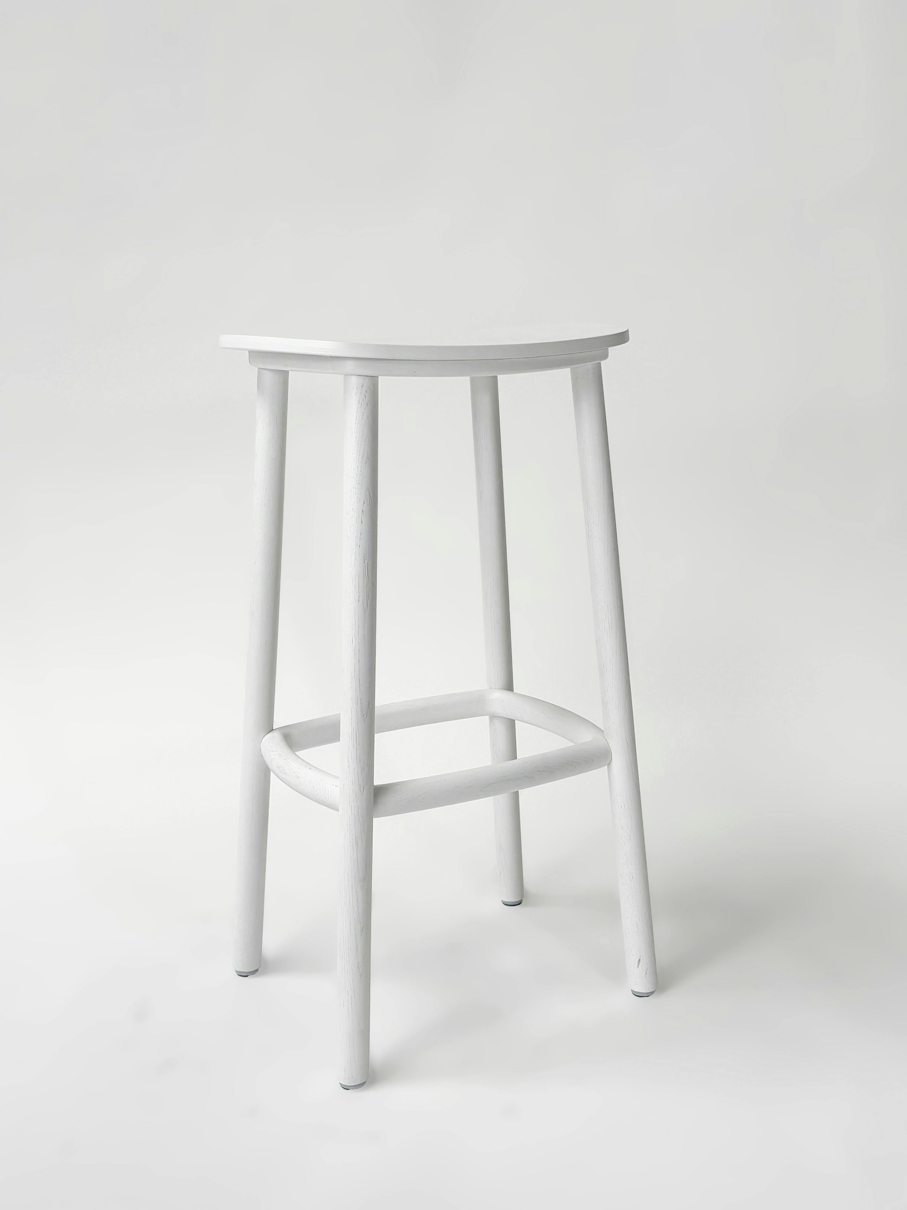 CRUSO White Wooden Stool - 75cm - Relieve Furniture