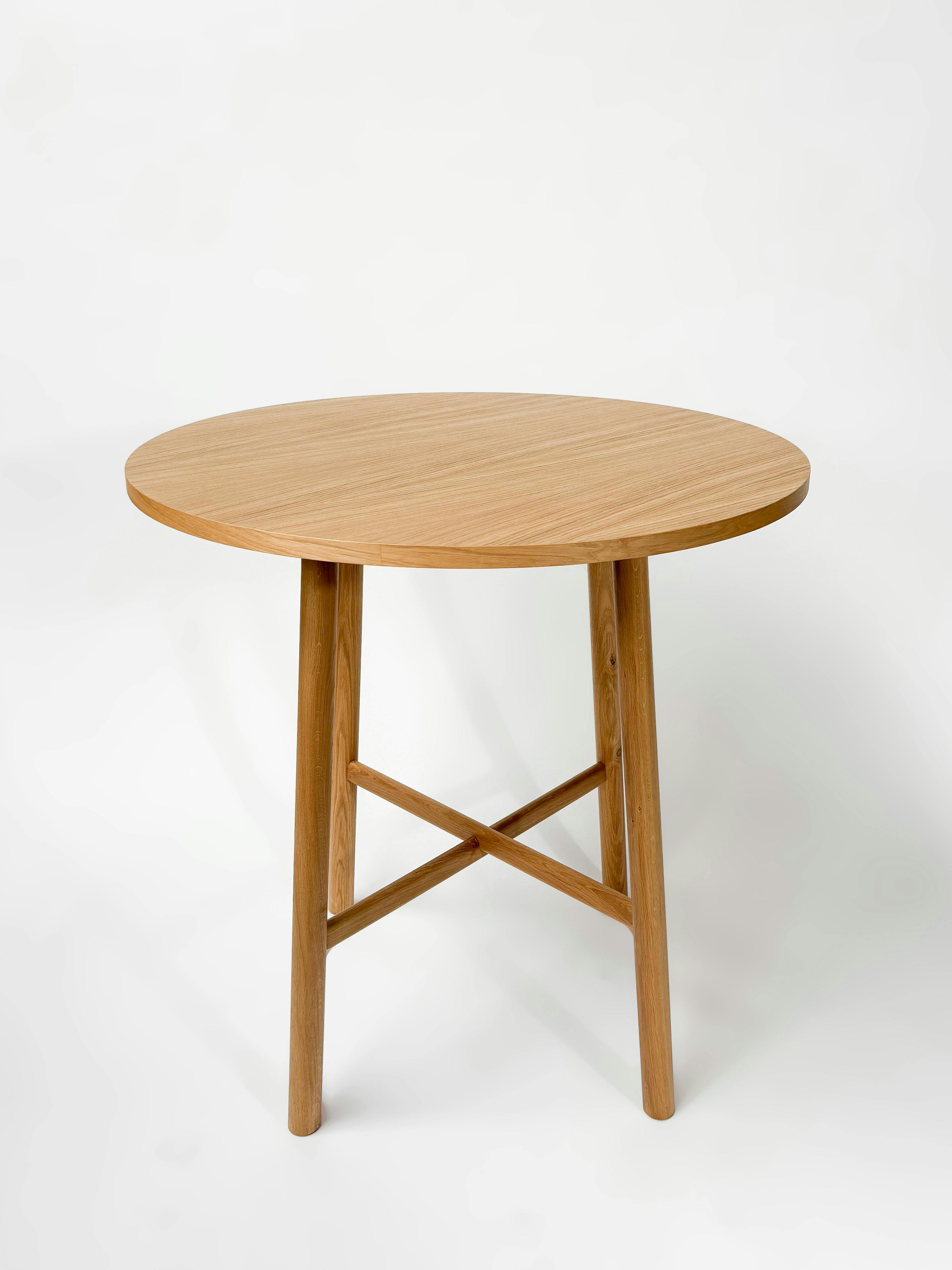 CRUSO Natural Oak High Wooden Round Table - 90cm - Relieve Furniture