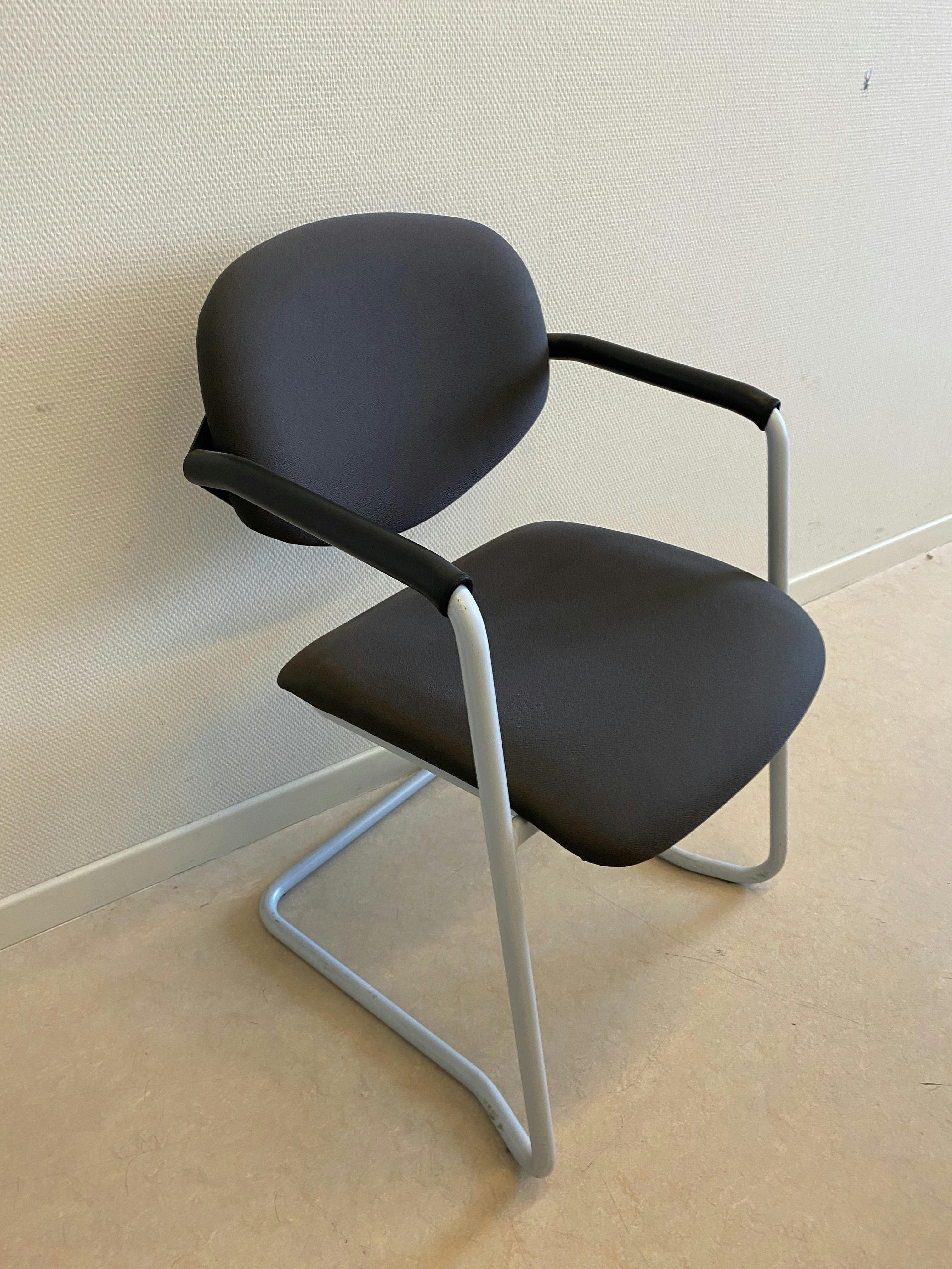 Stackable Dark brown Grey meeting chair on grey legs - Relieve Furniture