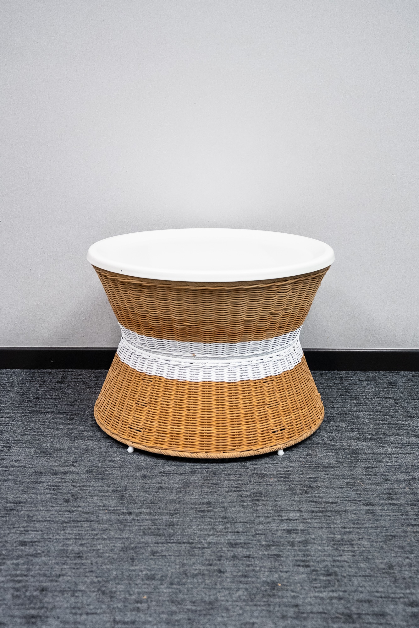 White with Wicker base coffee table