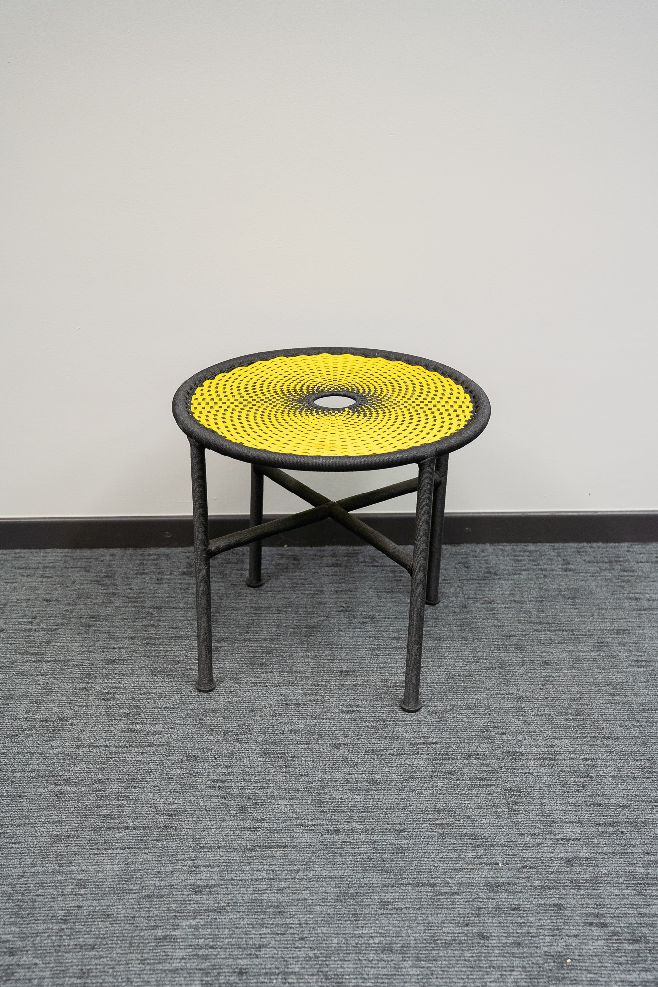 MOROSO Yellow and black woven fabric coffee table