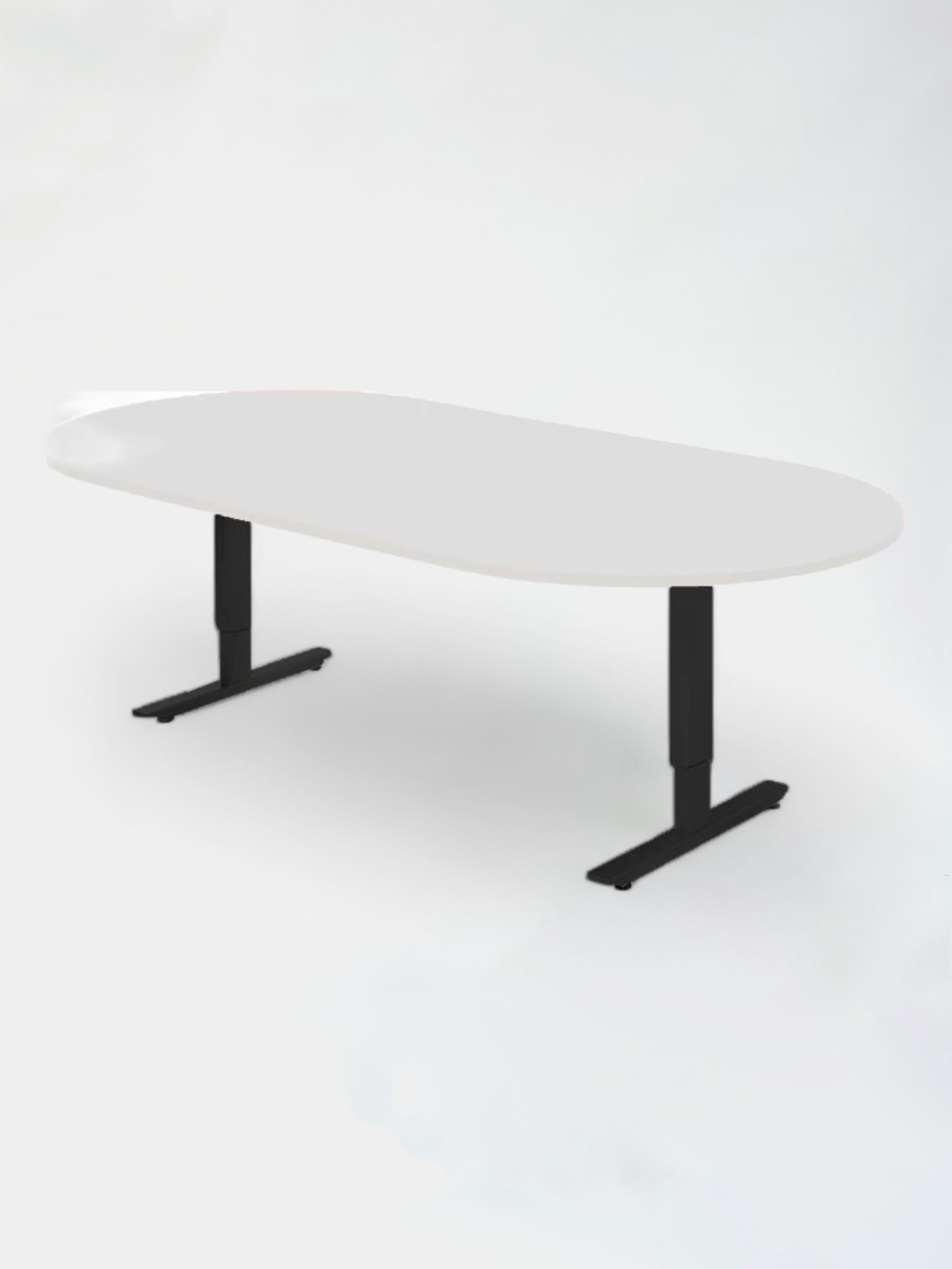 Oval meeting table, white top, black legs