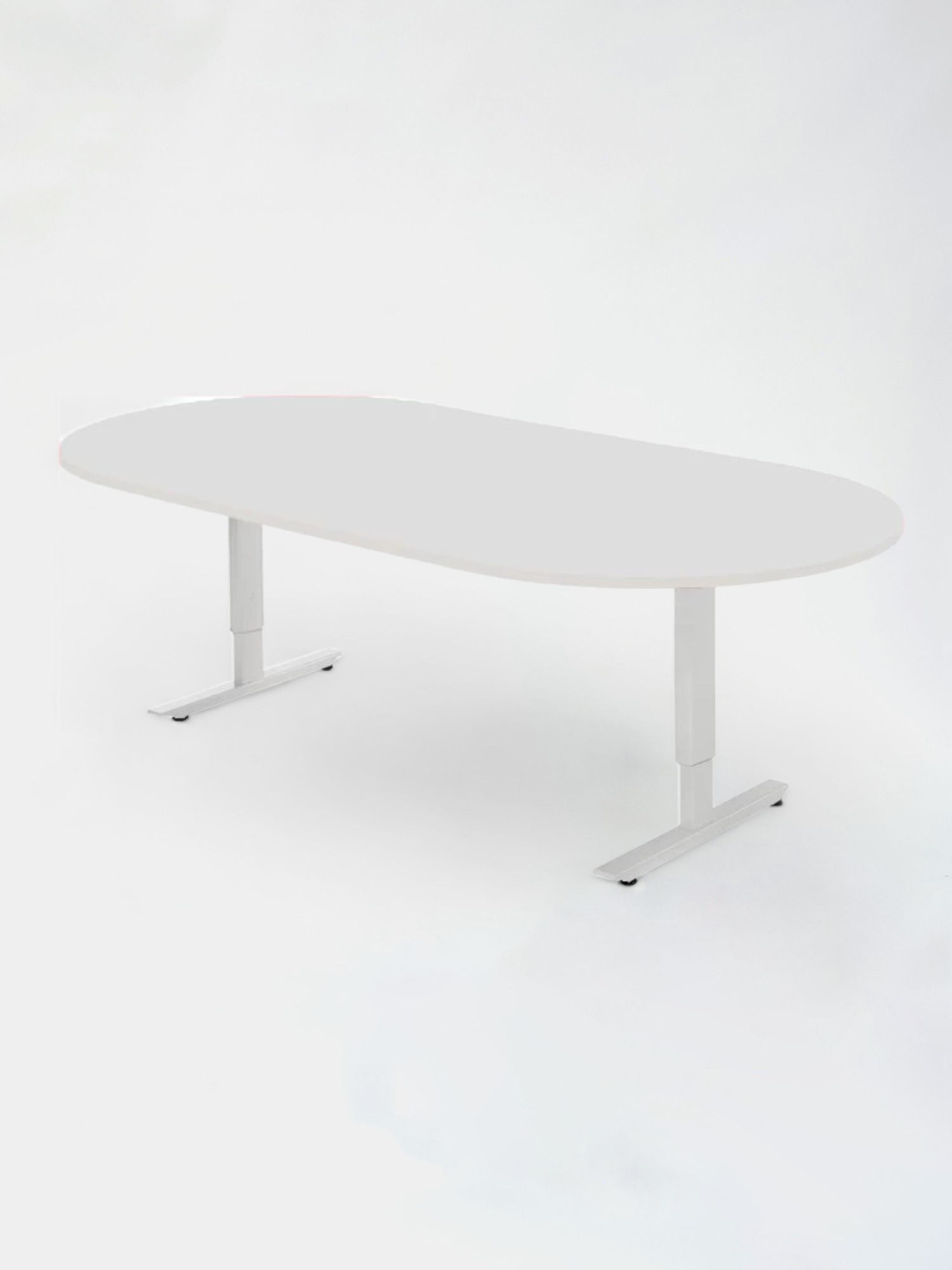 Oval meeting table, white top, white legs