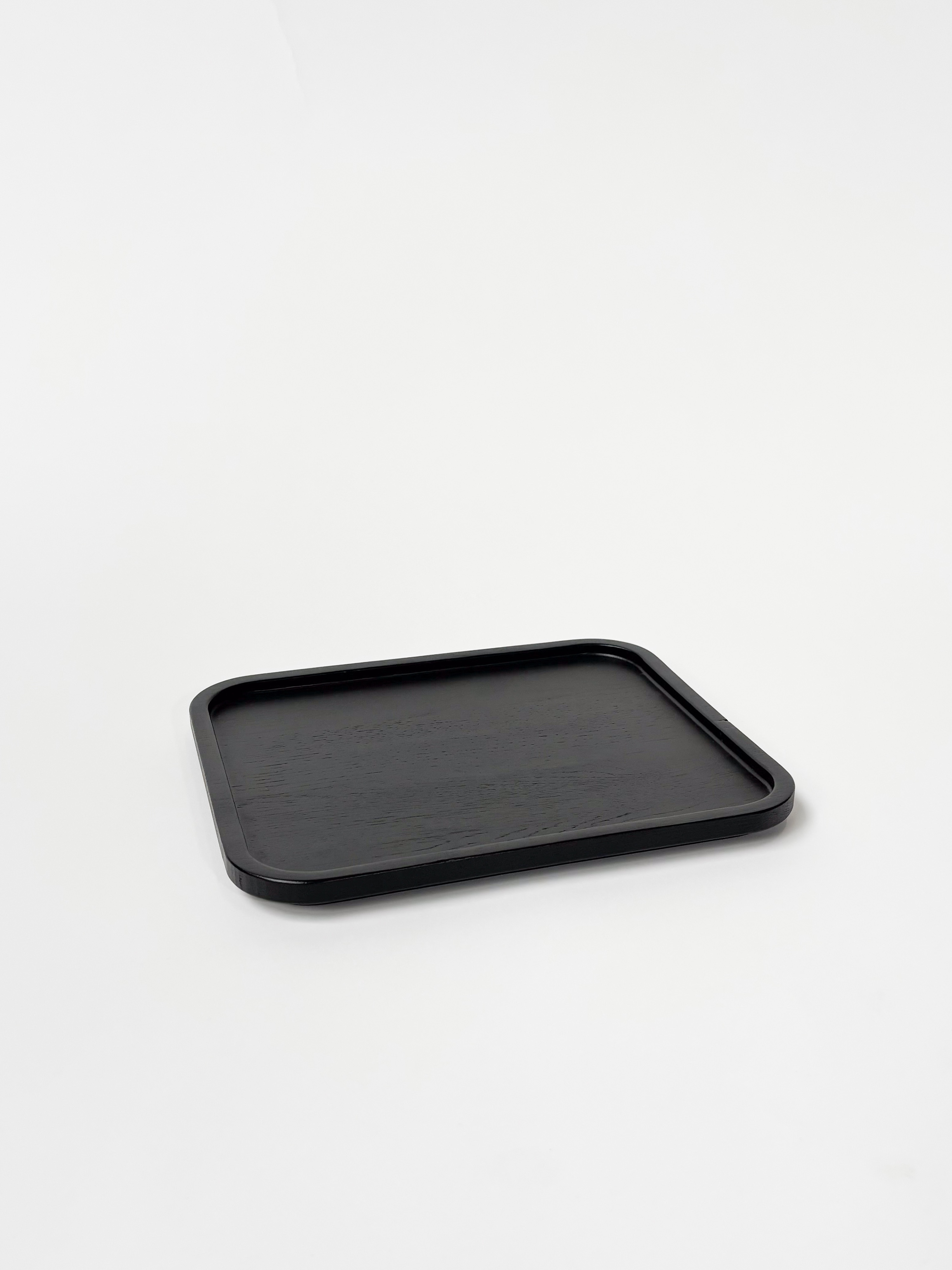 CRUSO Black Oak Wooden Tray - 28cm