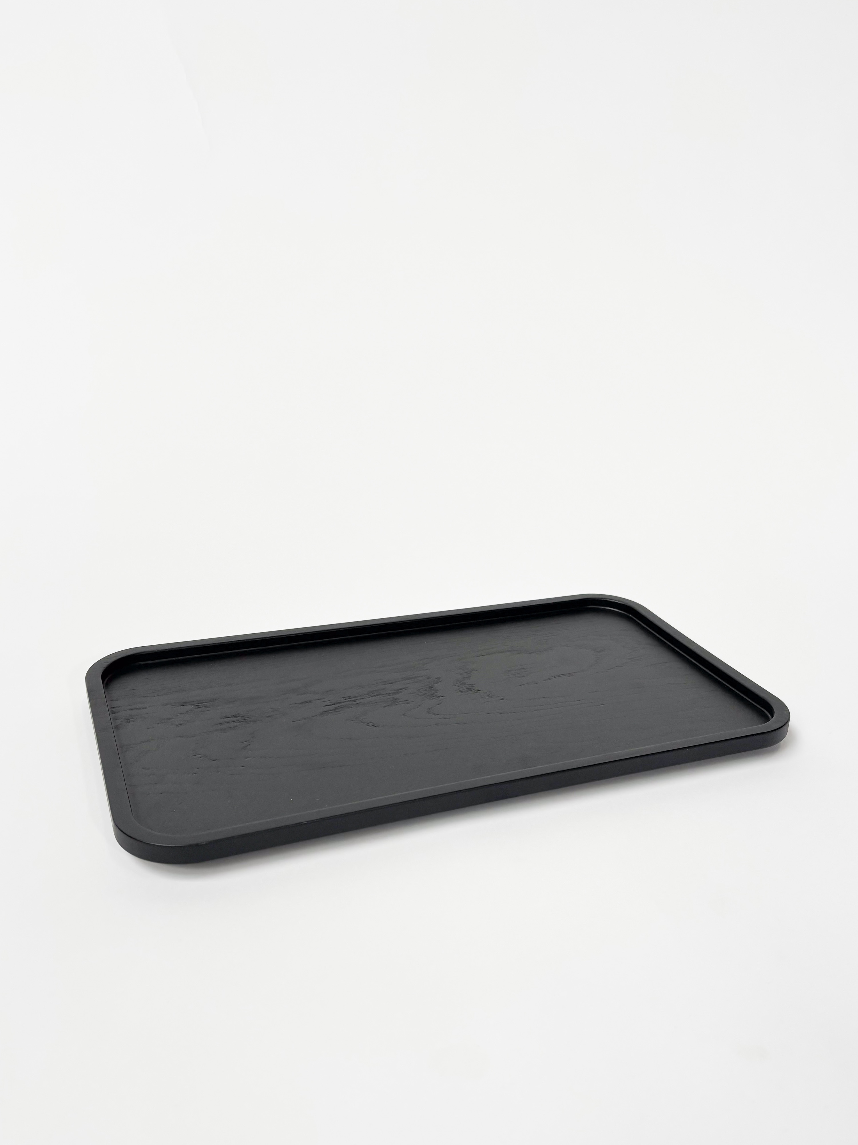 CRUSO Black Oak Wooden Tray - 42cm