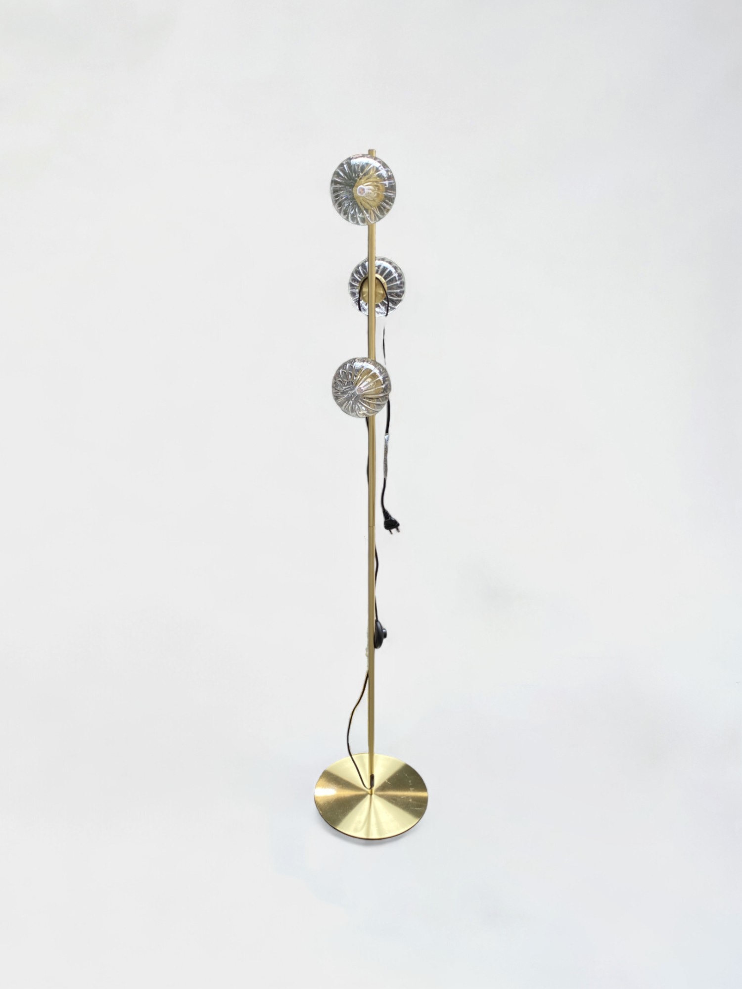 Gold Metal Floor Lamp with Glass Accents