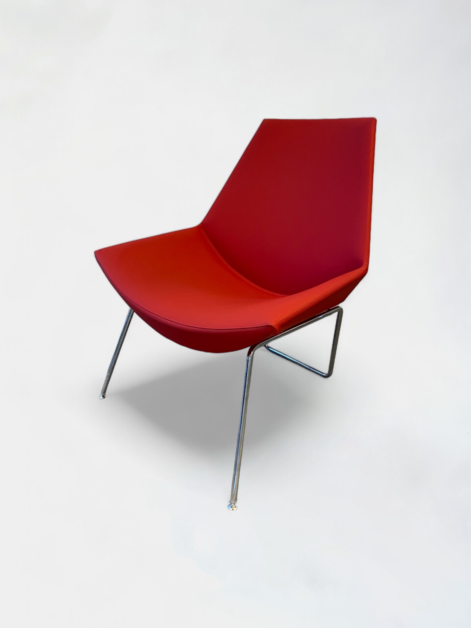 Kastel Red Polypropylene Chair with Chrome Legs Modern Accent