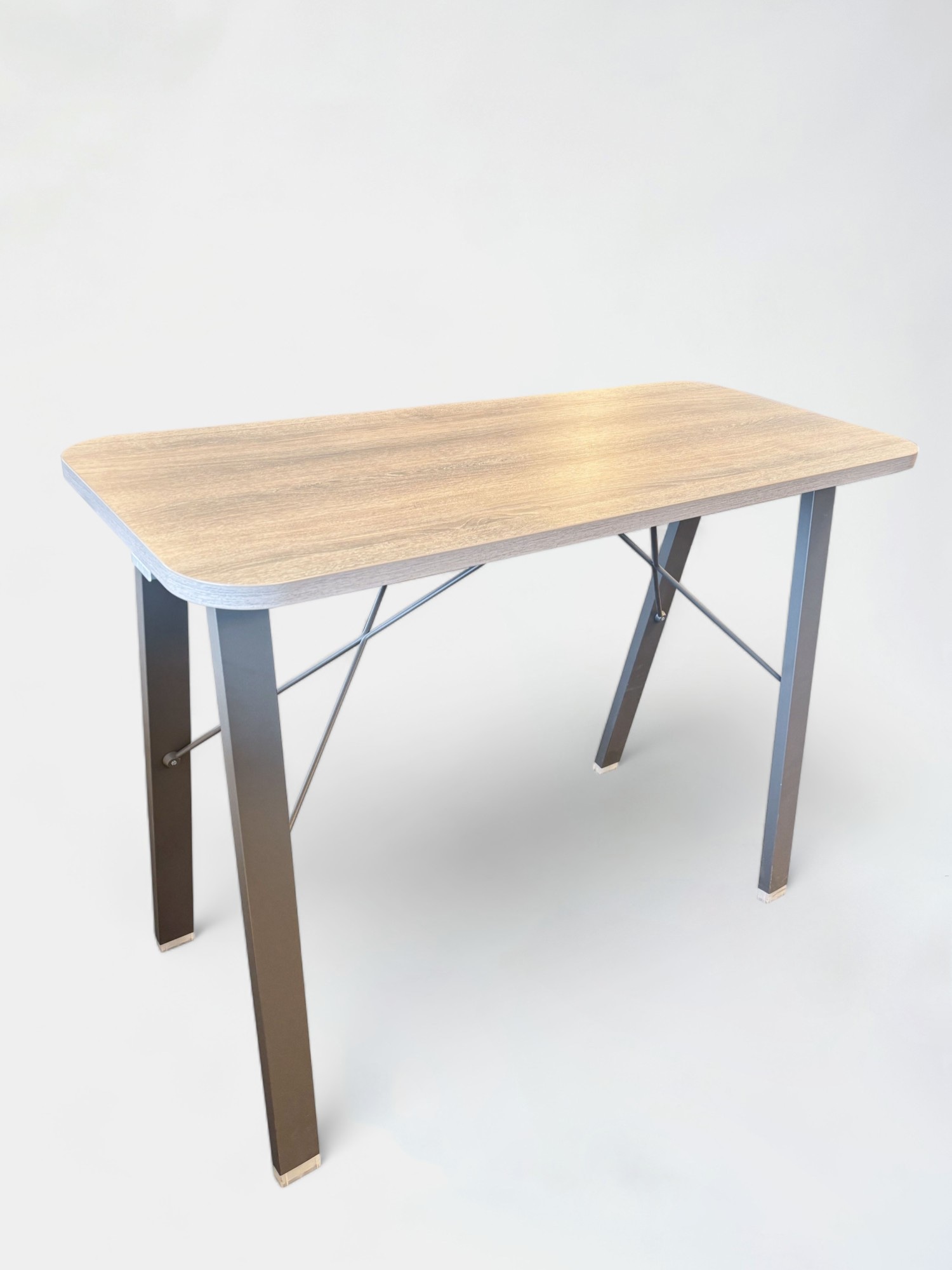 Light Woodgrain Wooden Adjustable Standing Desk with Sleek Metal Legs