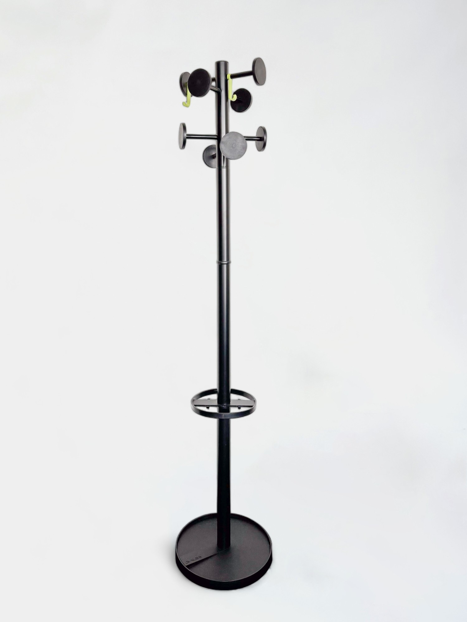 Black Metal Coat Stand with Multiple Hanging Pegs