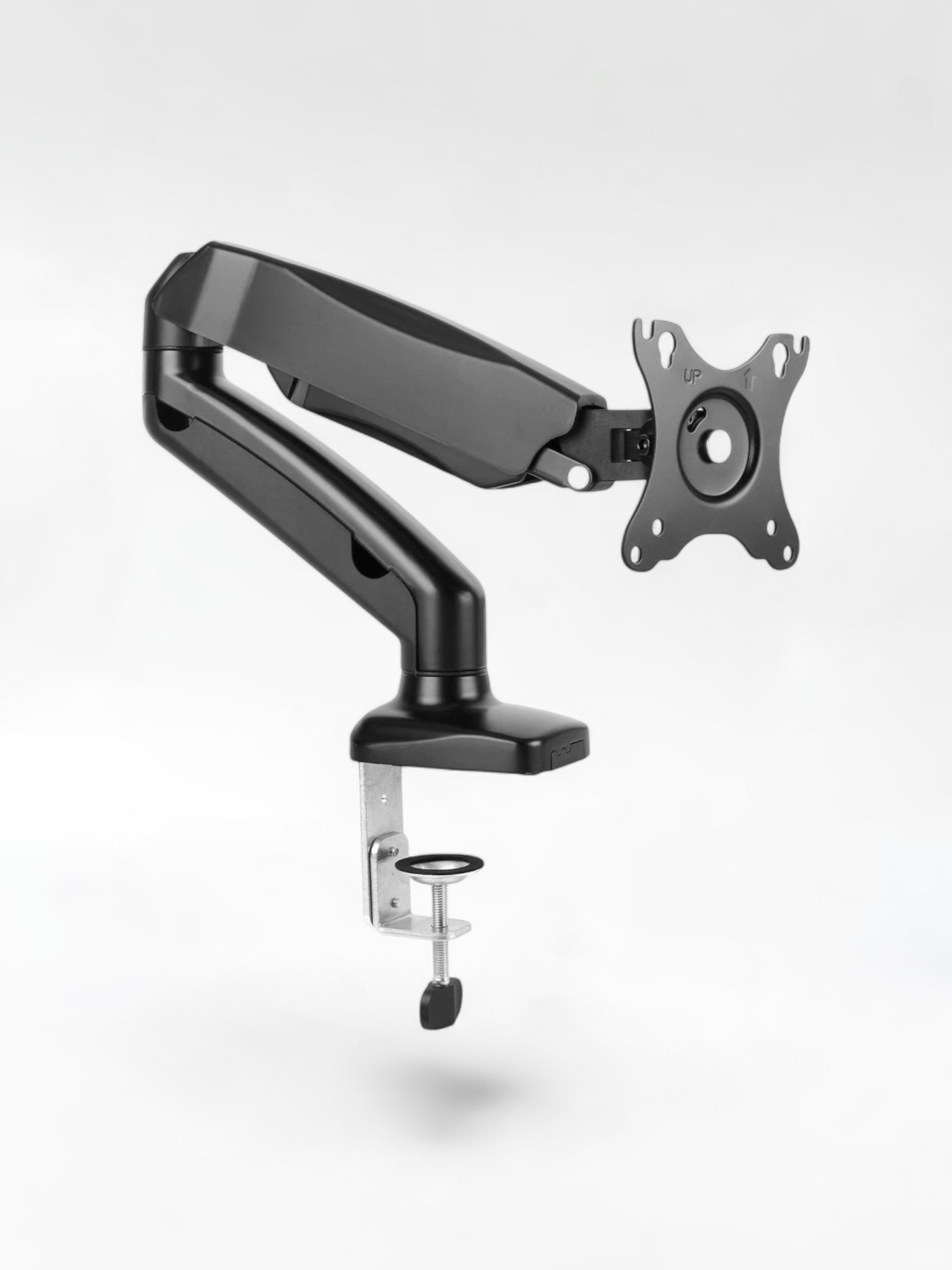 Black metal single monitor arm