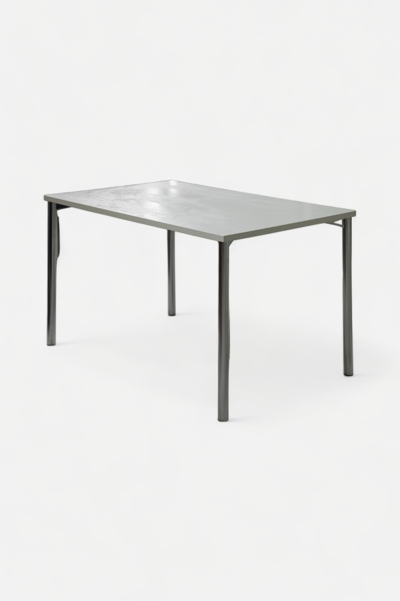 Table 130cm Kusch+Co gris blanc avec pieds en alu