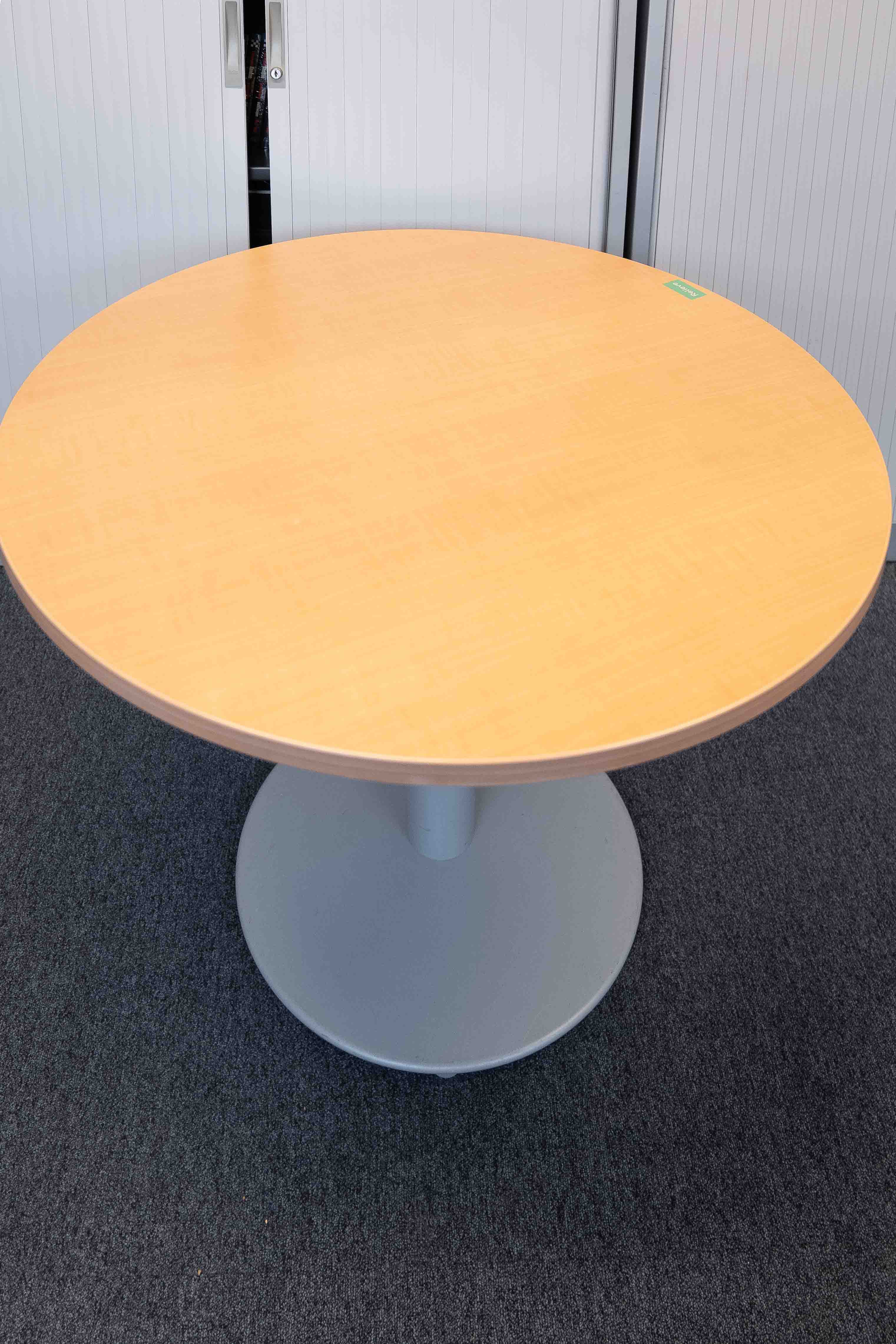 Round 100cm wood table with Grey leg