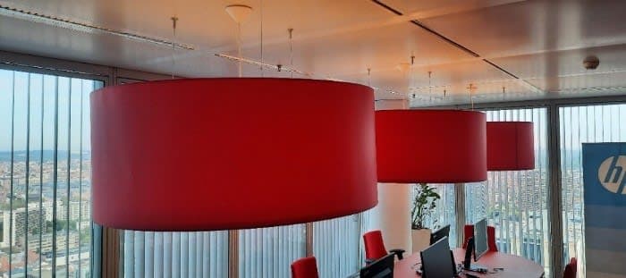 Plafonnier rouge 120cm