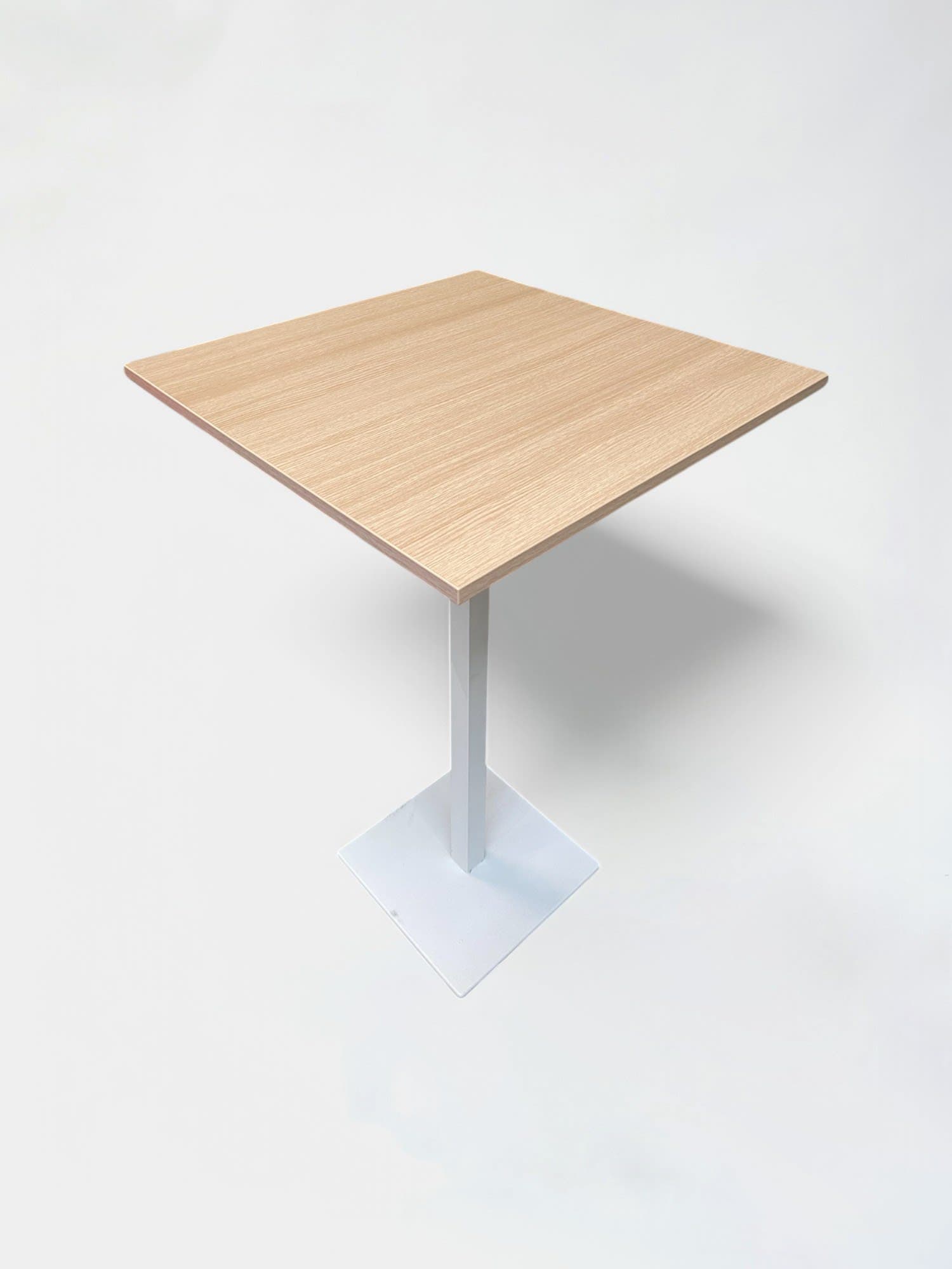 Table en bois de 70 cm de haut avec pied métallique blanc