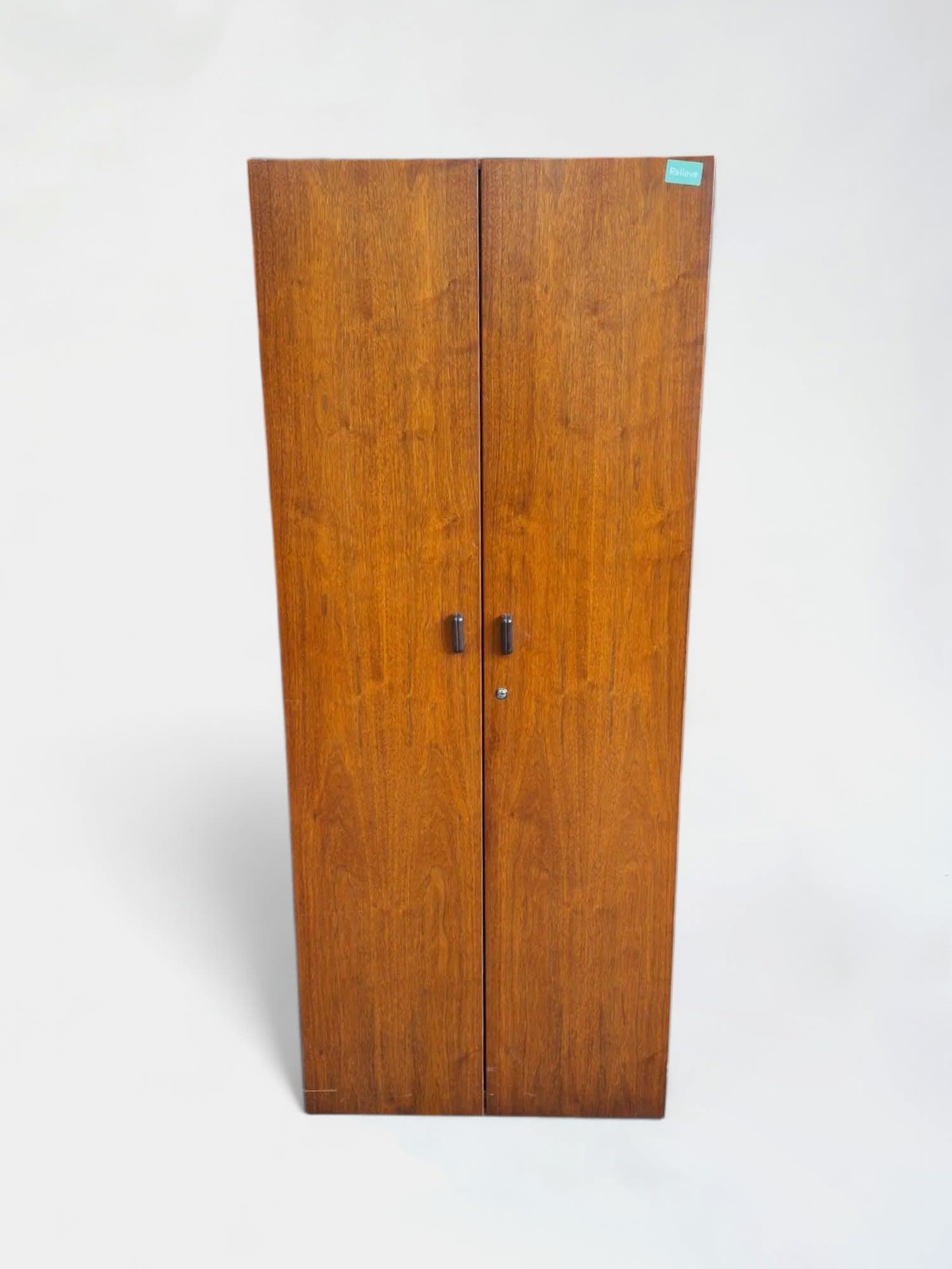 200cm Vintage donkerhouten opbergkast zonder sleutel