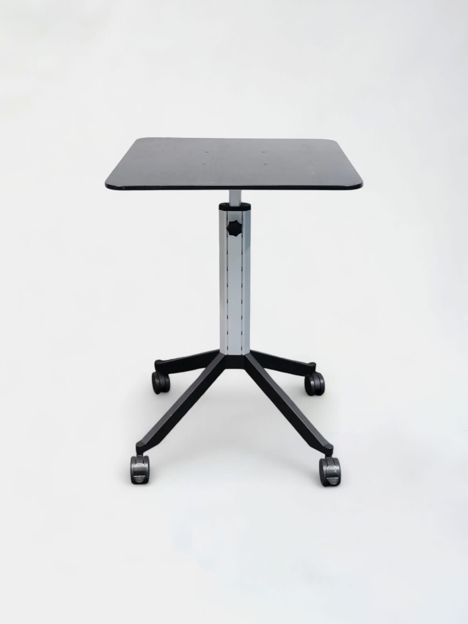 Black mobile 65cm table with height-adjustable on wheels