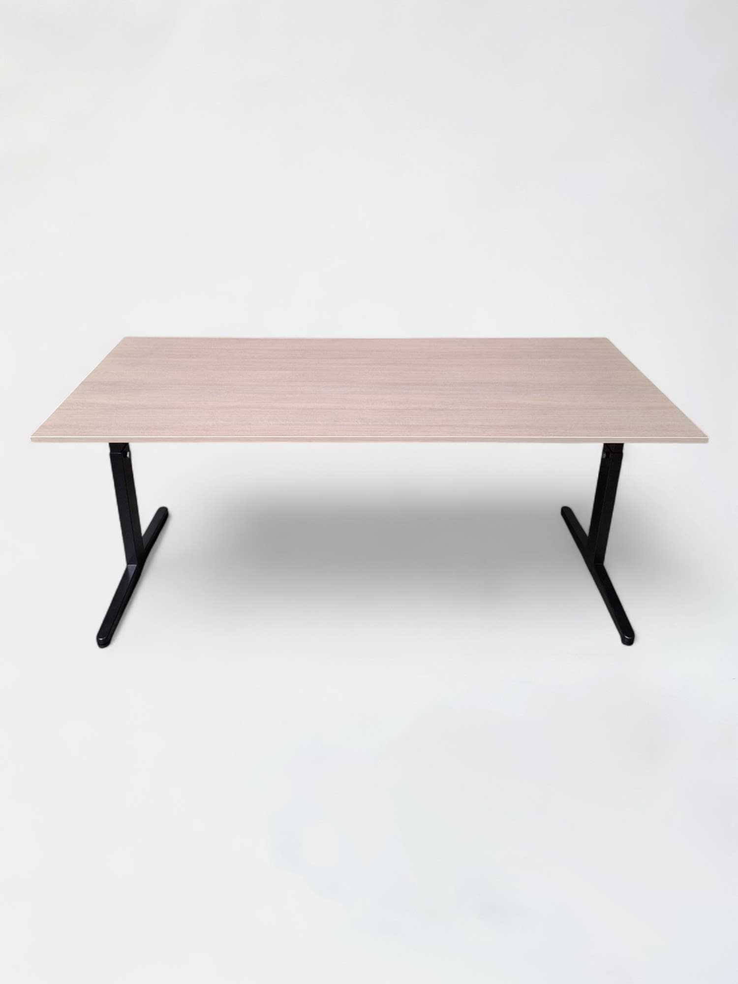 180cm Ahrend beige laminaat houten bureau met zwarte poten