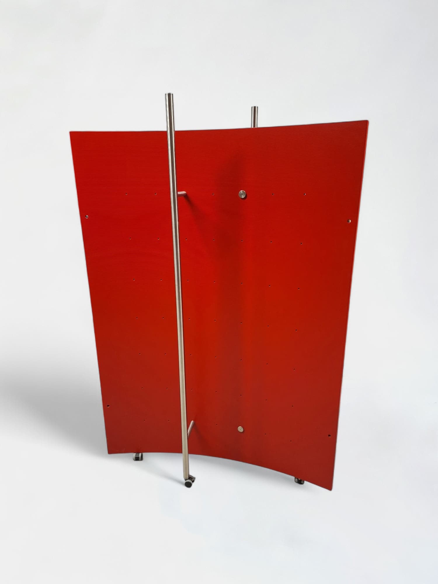 Red folding screen on wheels