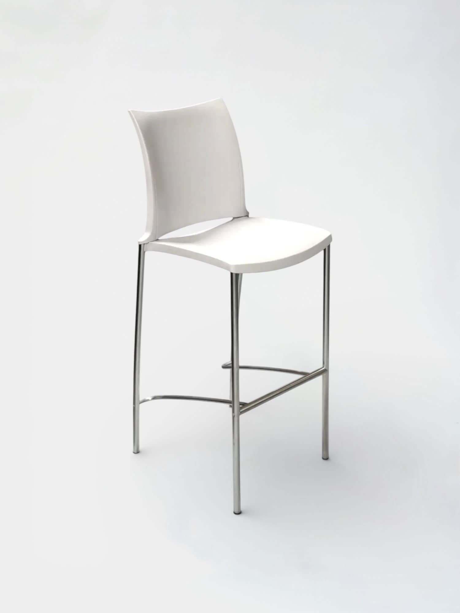 Kusch+Co Chaise de bar haute blanche avec structure chromée et repose-pieds