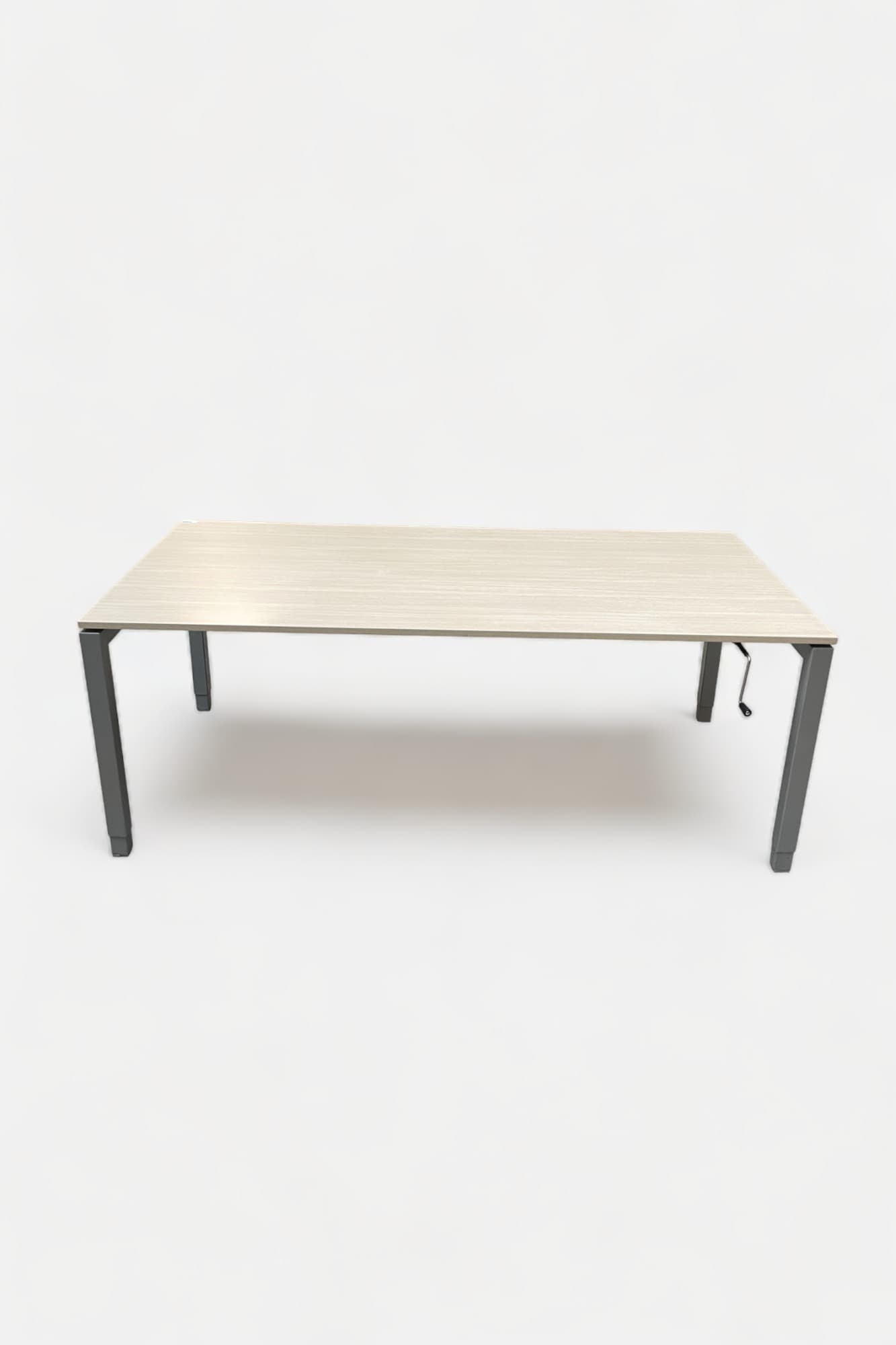NURUS 180x90cm Bureau réglable en bois naturel sur pieds gris