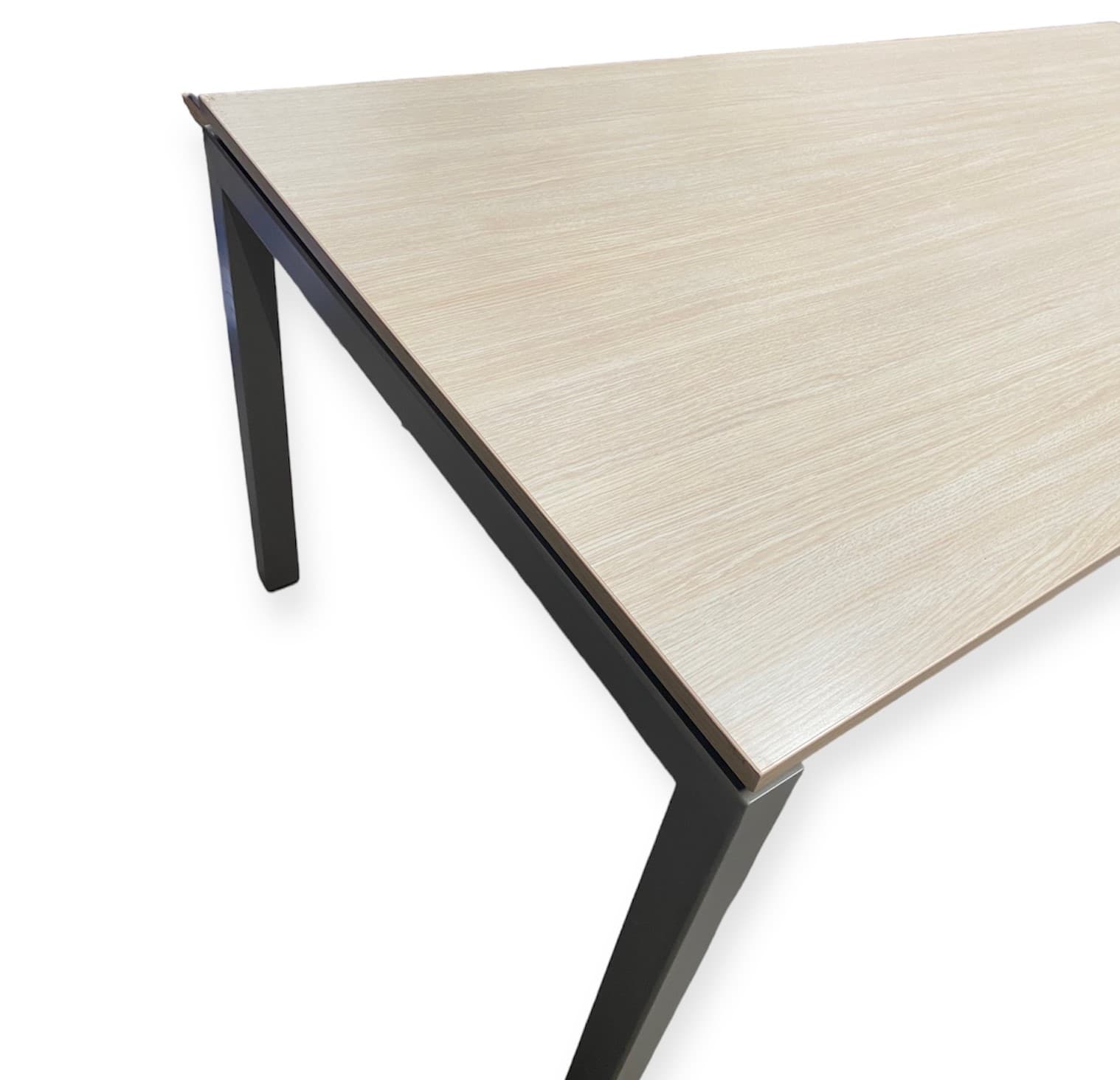 NURUS 180x90cm Verstelbaar naturel houten bureau op grijze poten