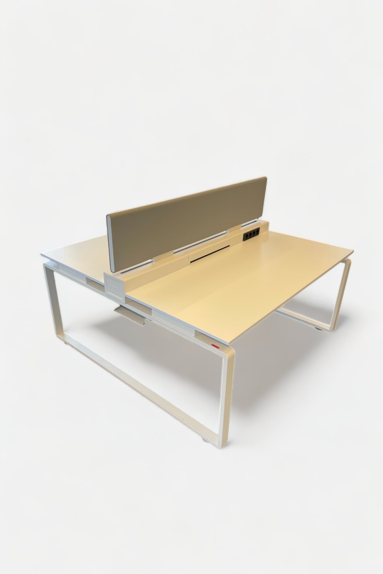 FAMO Bureau duo blanc 160cm avec banc en bois, sans séparateur