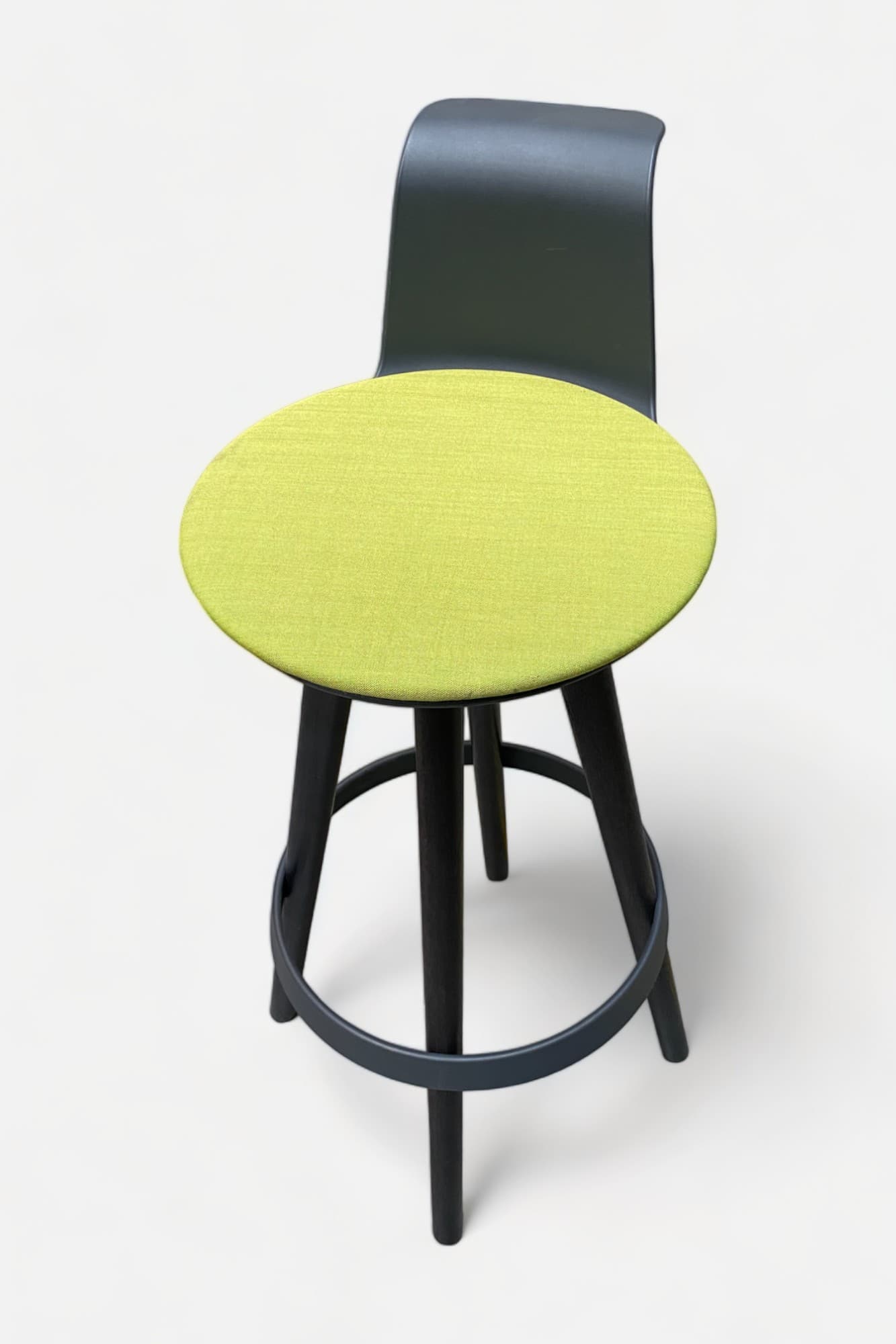 Bene Timba light green bar chair on dark wood legs with anthracite plastic backrest