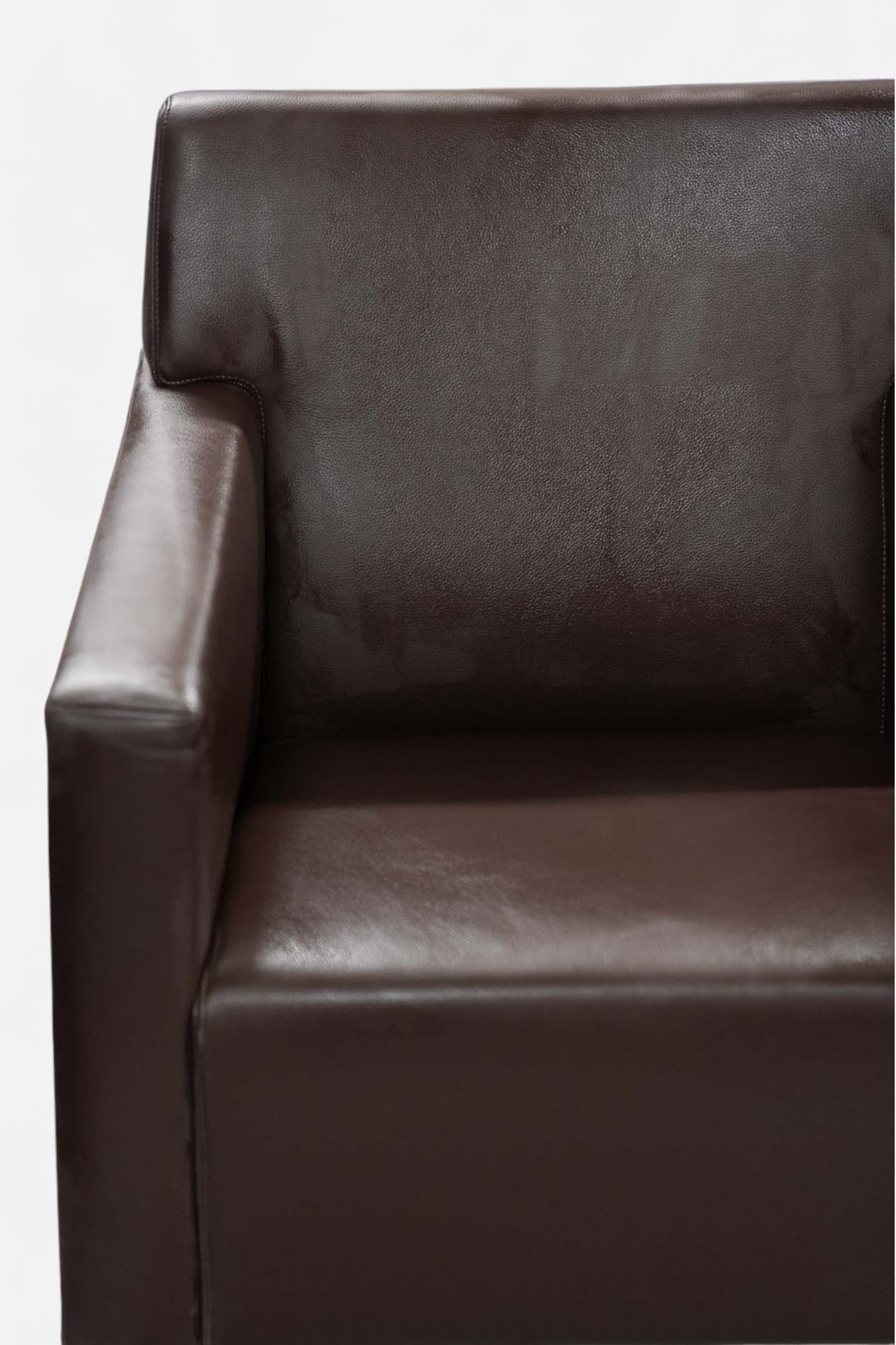 Fauteuil en cuir design Moroso Dark Brown avec pieds en aluminium