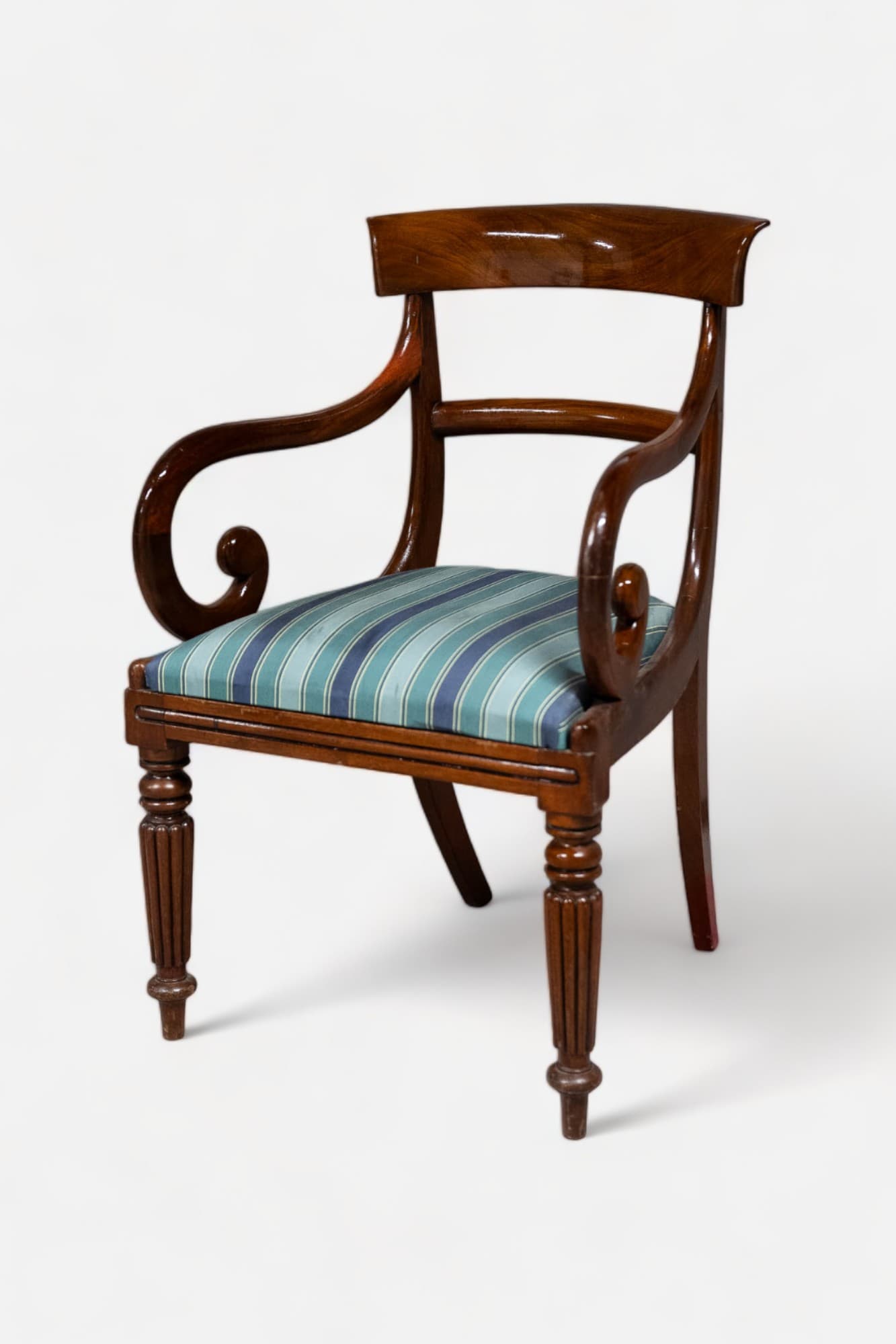 Vintage Wood chair with Blue cushion