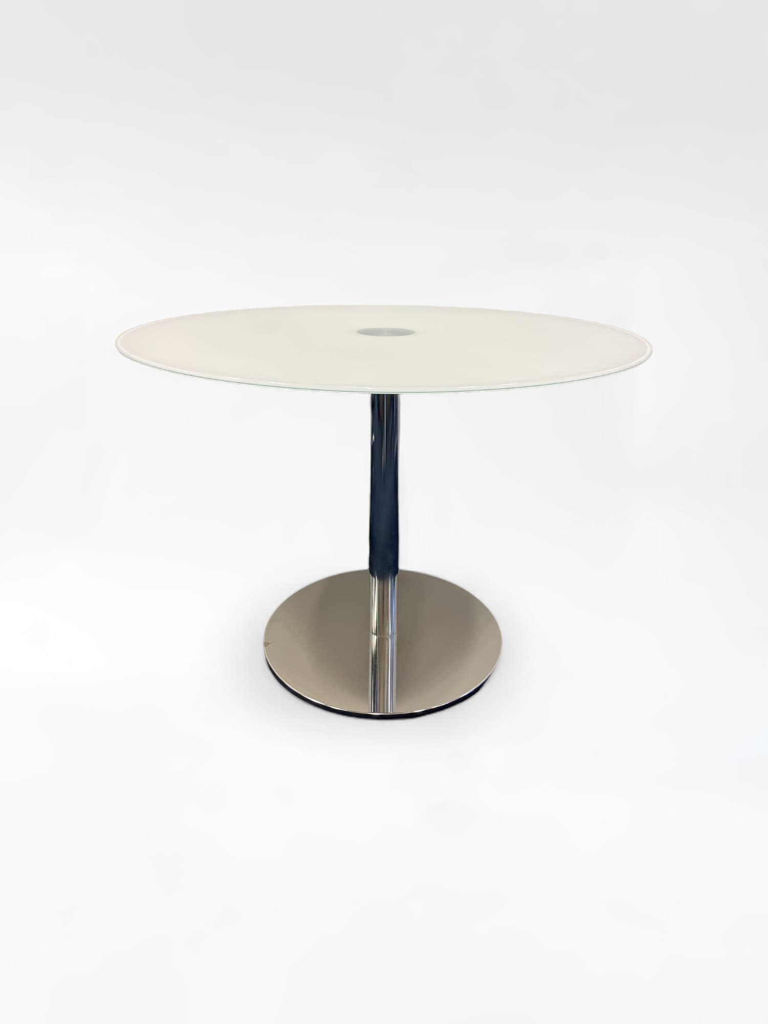 100cm White Glass Round Table