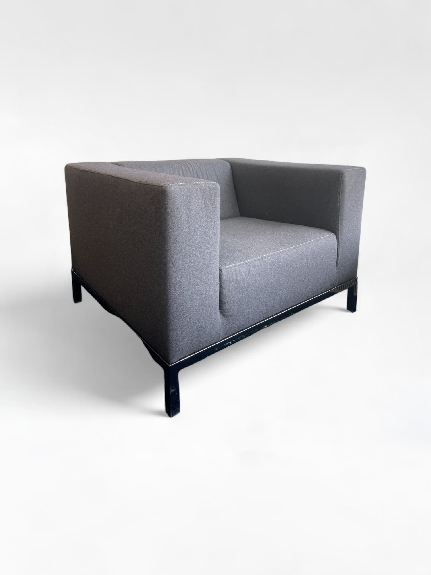 Gray Fabric comfortable Armchair with Metal Frame