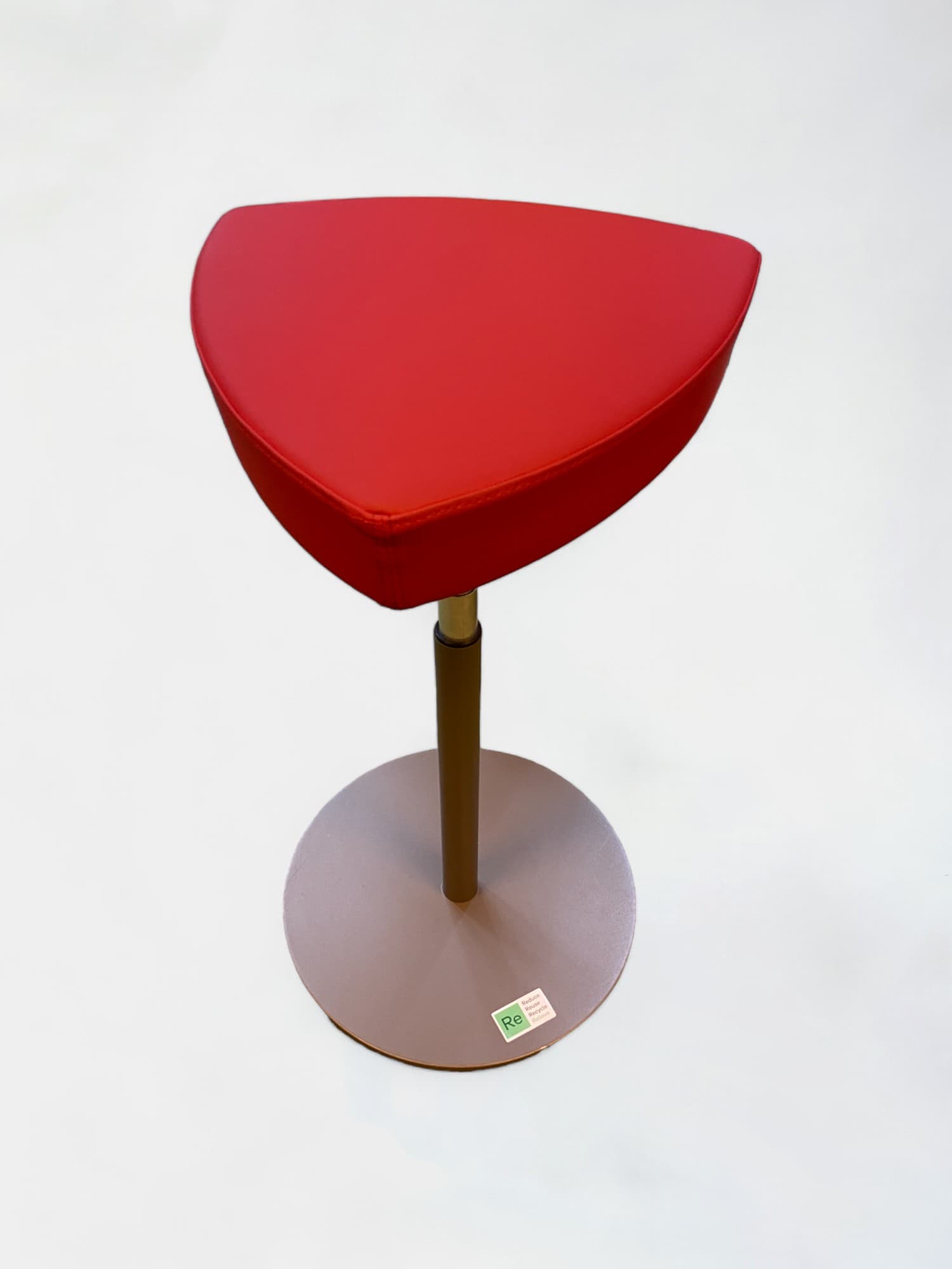 Red Faux Leather Adjustable Bar Stool with Metal Base