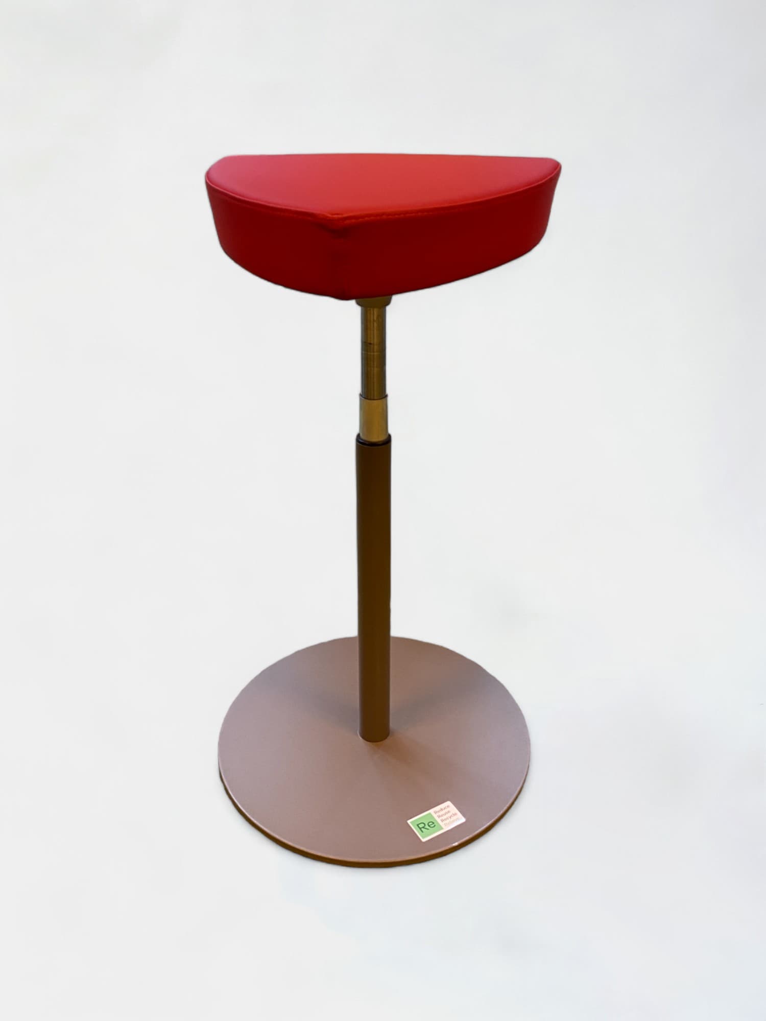 Tabouret de bar réglable en simili-cuir rouge avec base en métal