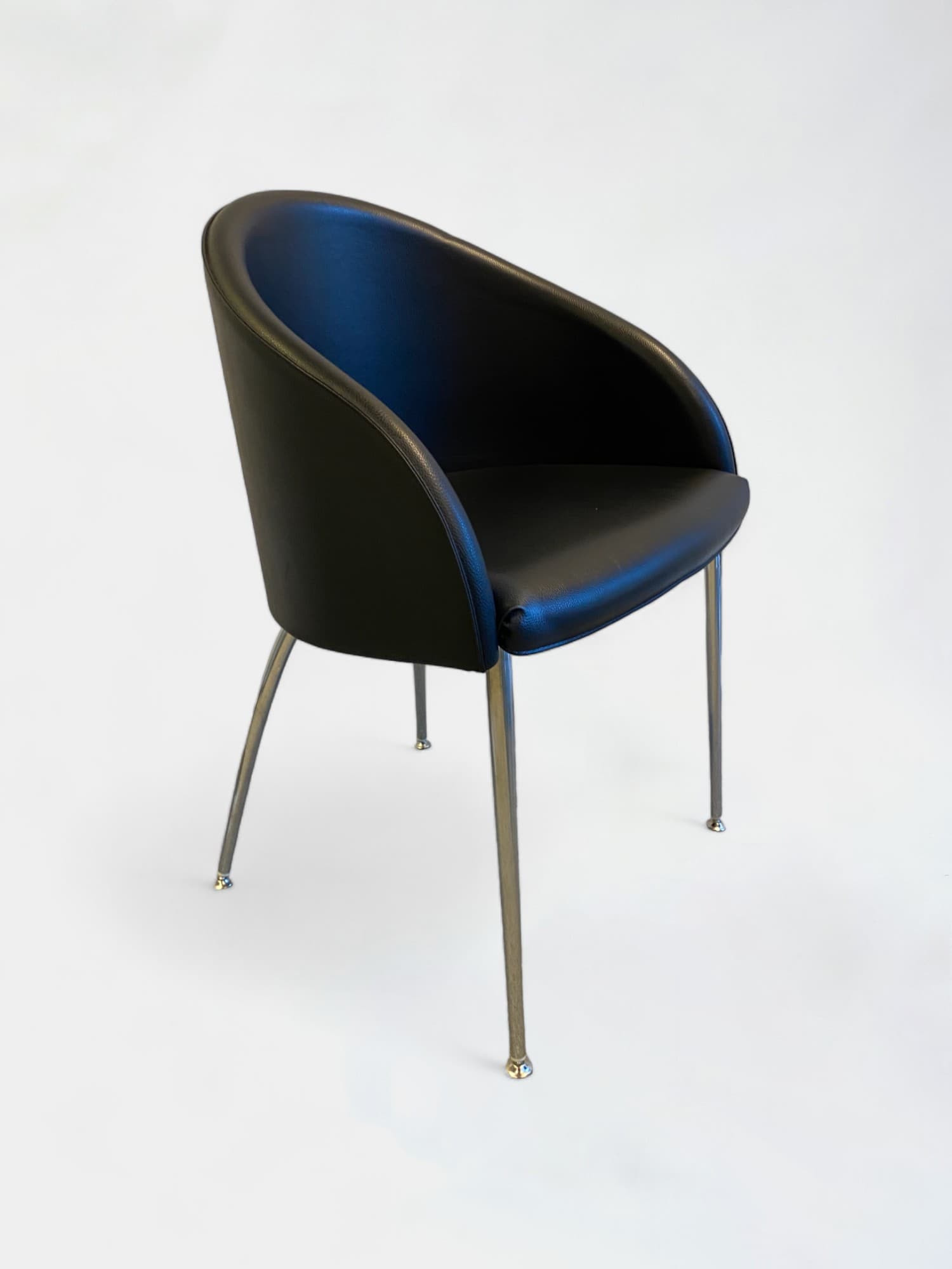Kastel Kameo Black Leather Accent Chair with Chrome Legs