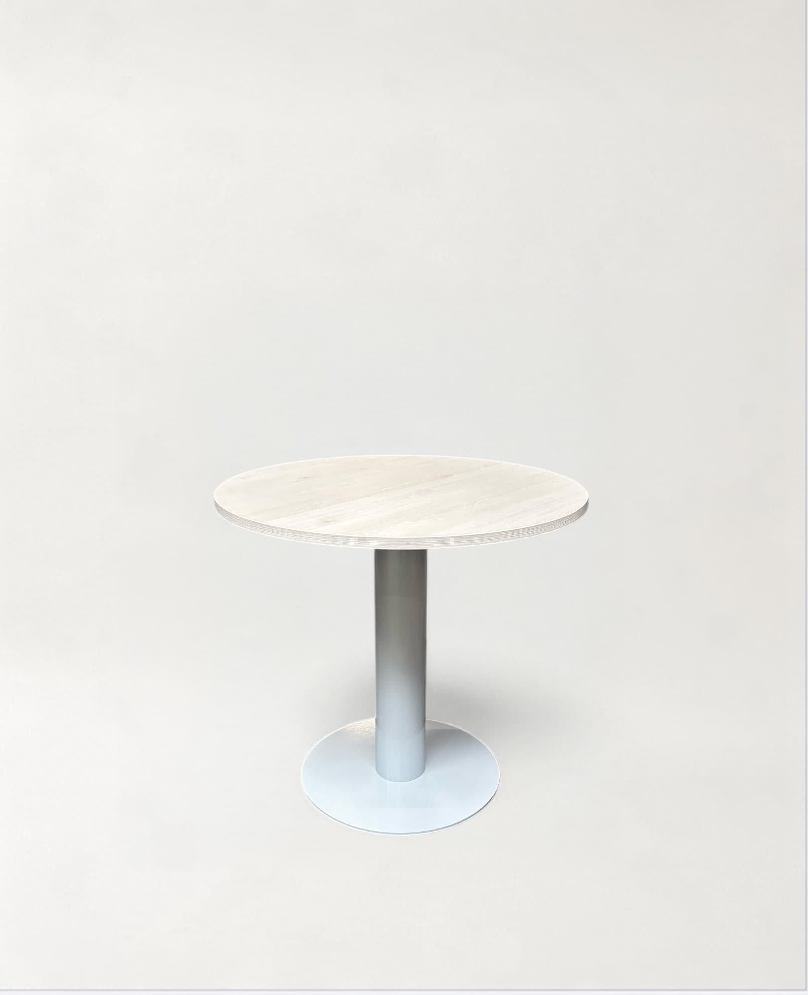 Off White Hout en Metaal Ronde Tafel met Voetstuk