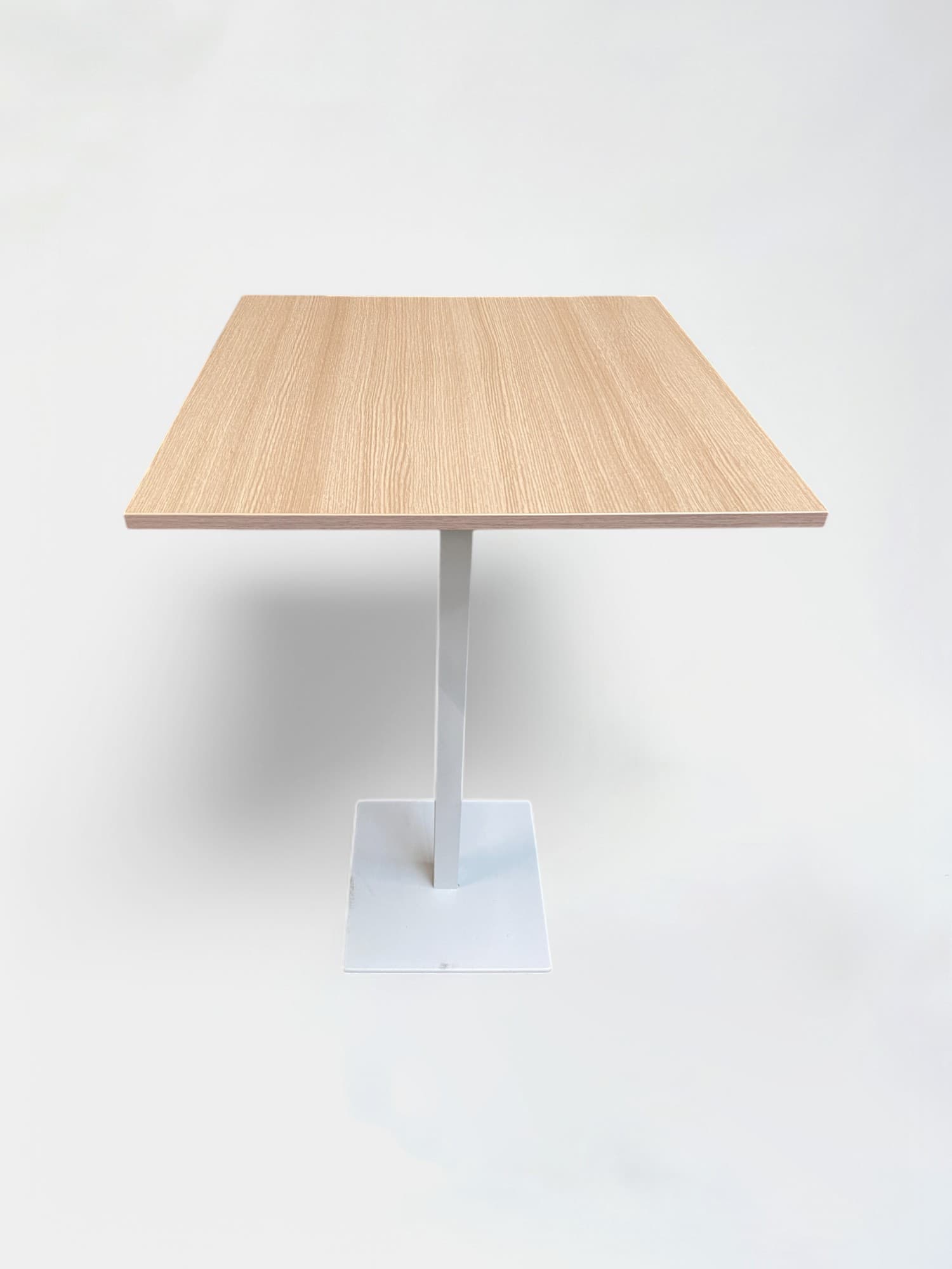 High square wood table with white metallic leg 70 cm