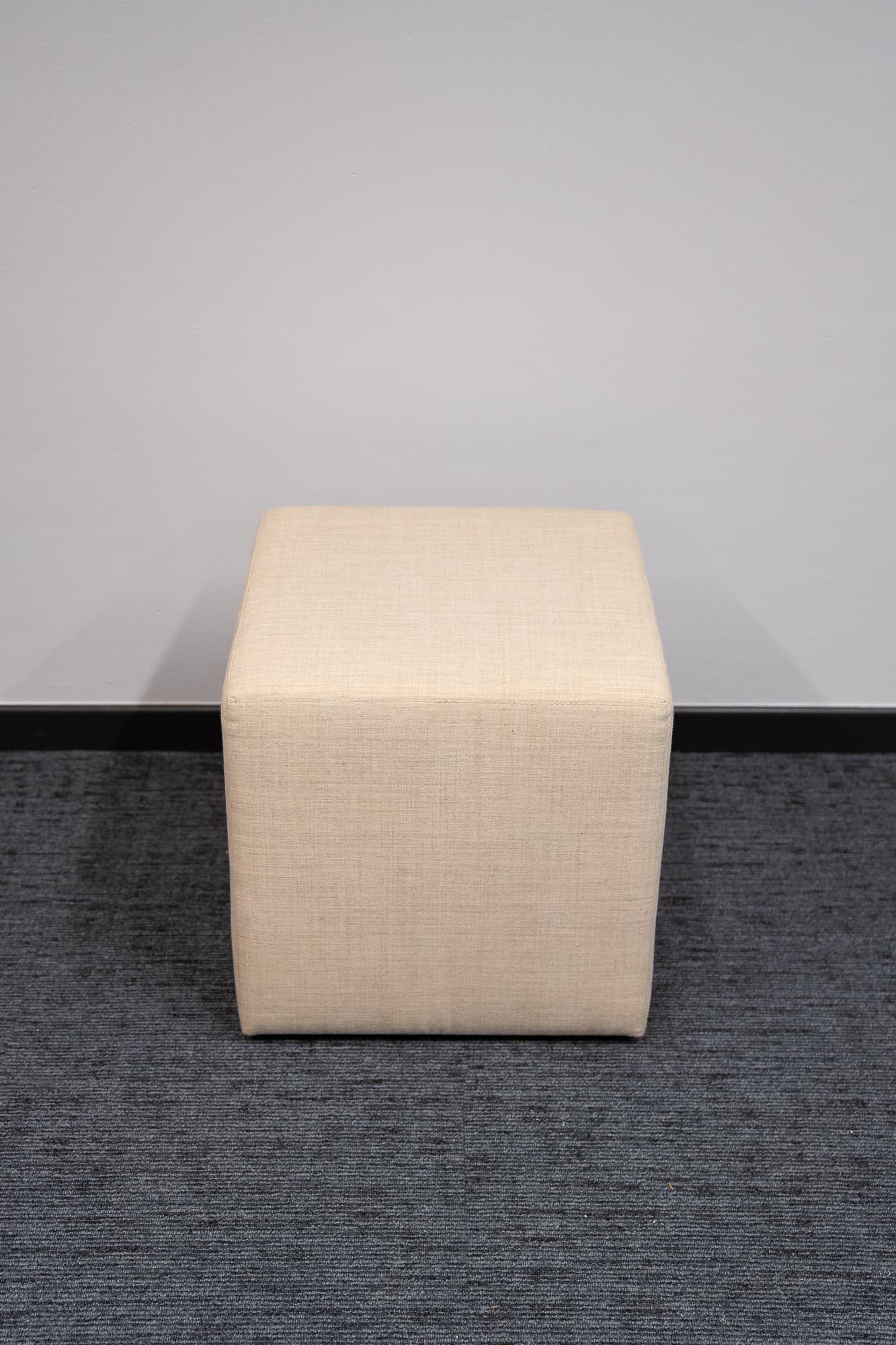 Ecru white square pouffe