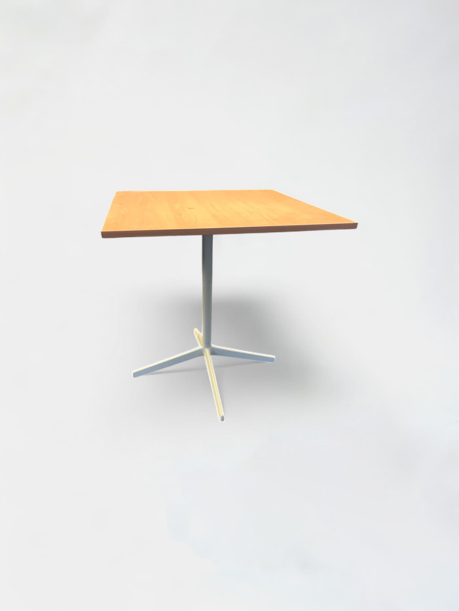 Table carrée en bois de 70 cm sur pied blanc