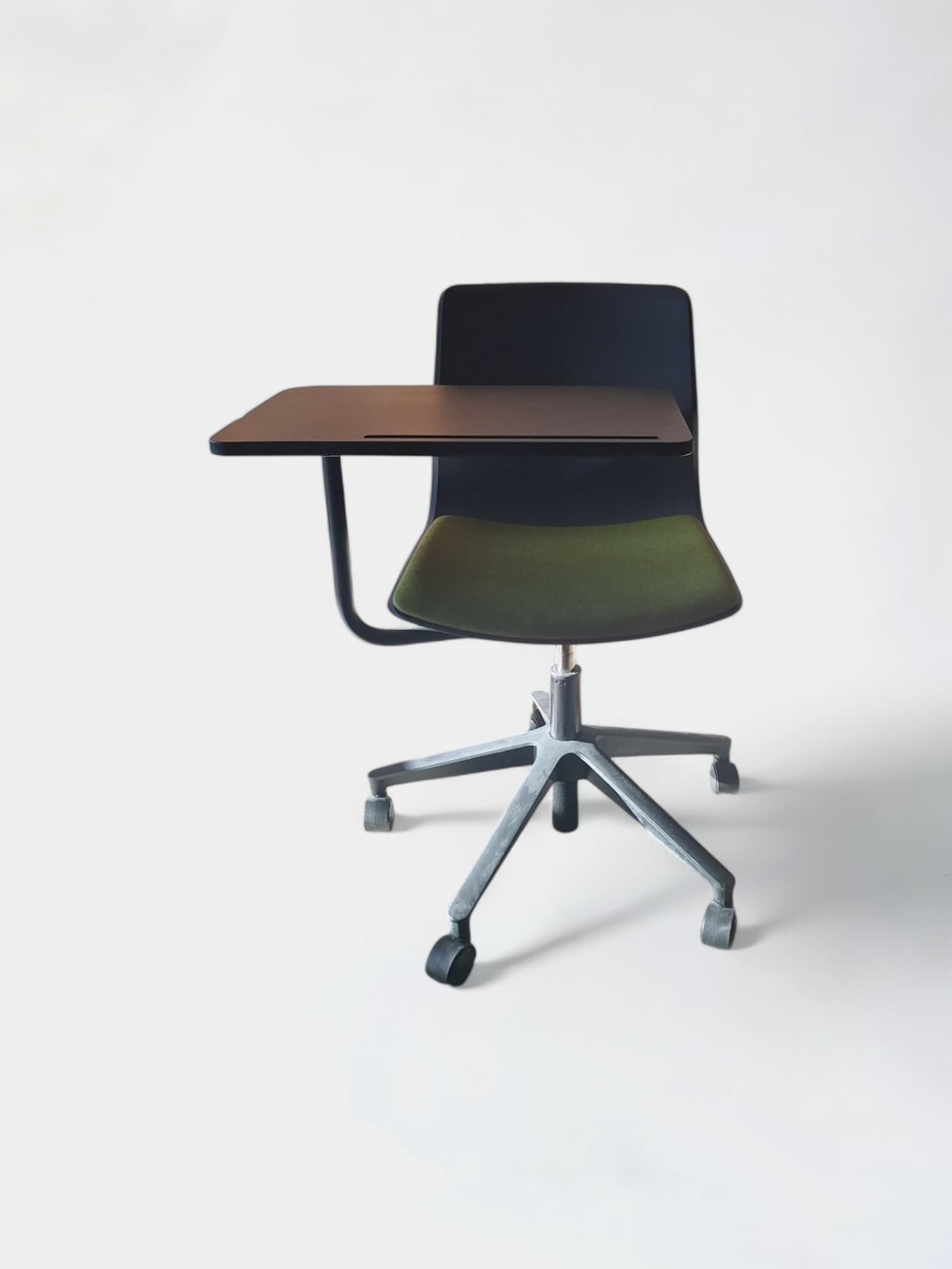 Four design Black and Green Plastic Office Chair with Swivel Desk Attachment