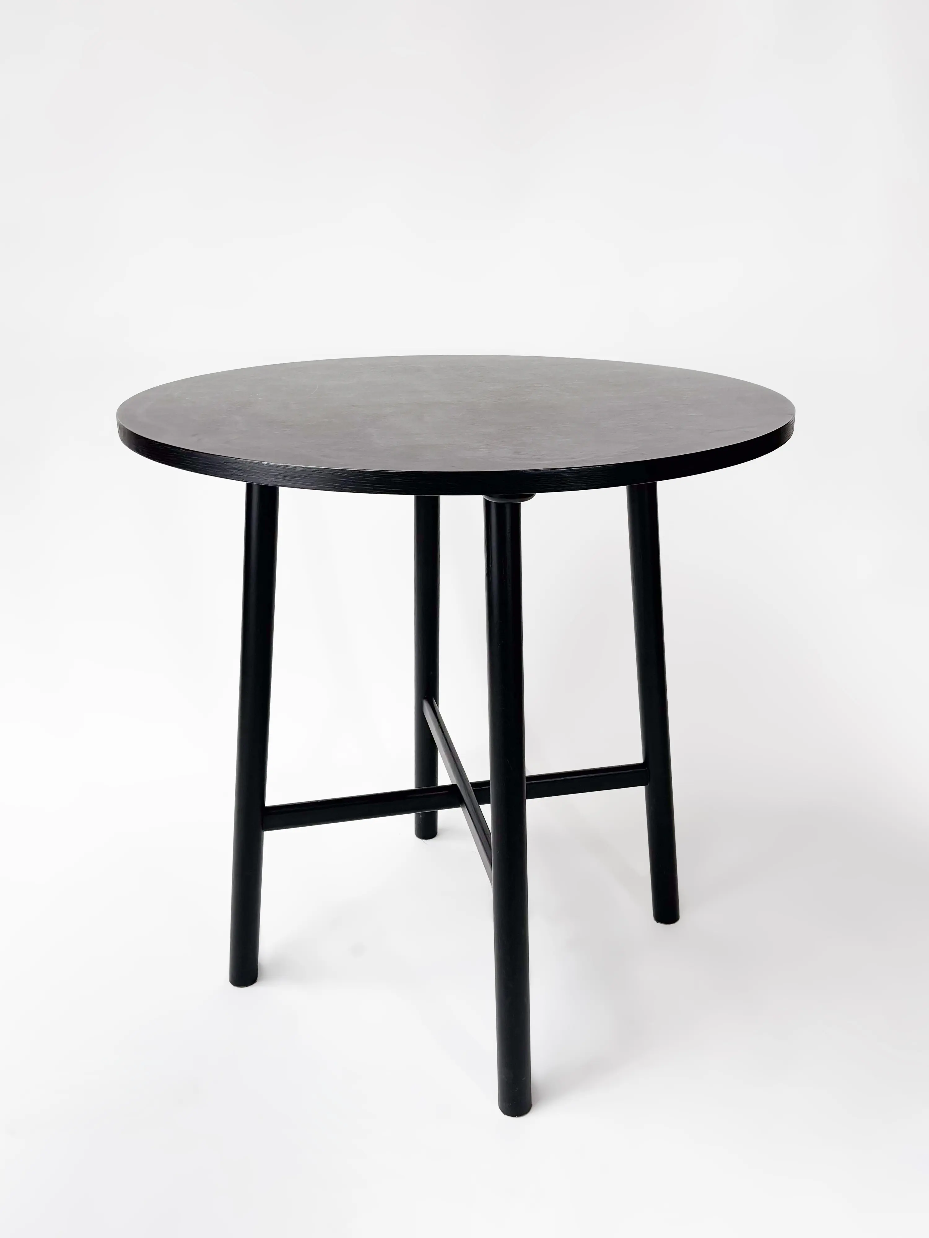 CRUSO Table haute ronde en bois noir - 90cm