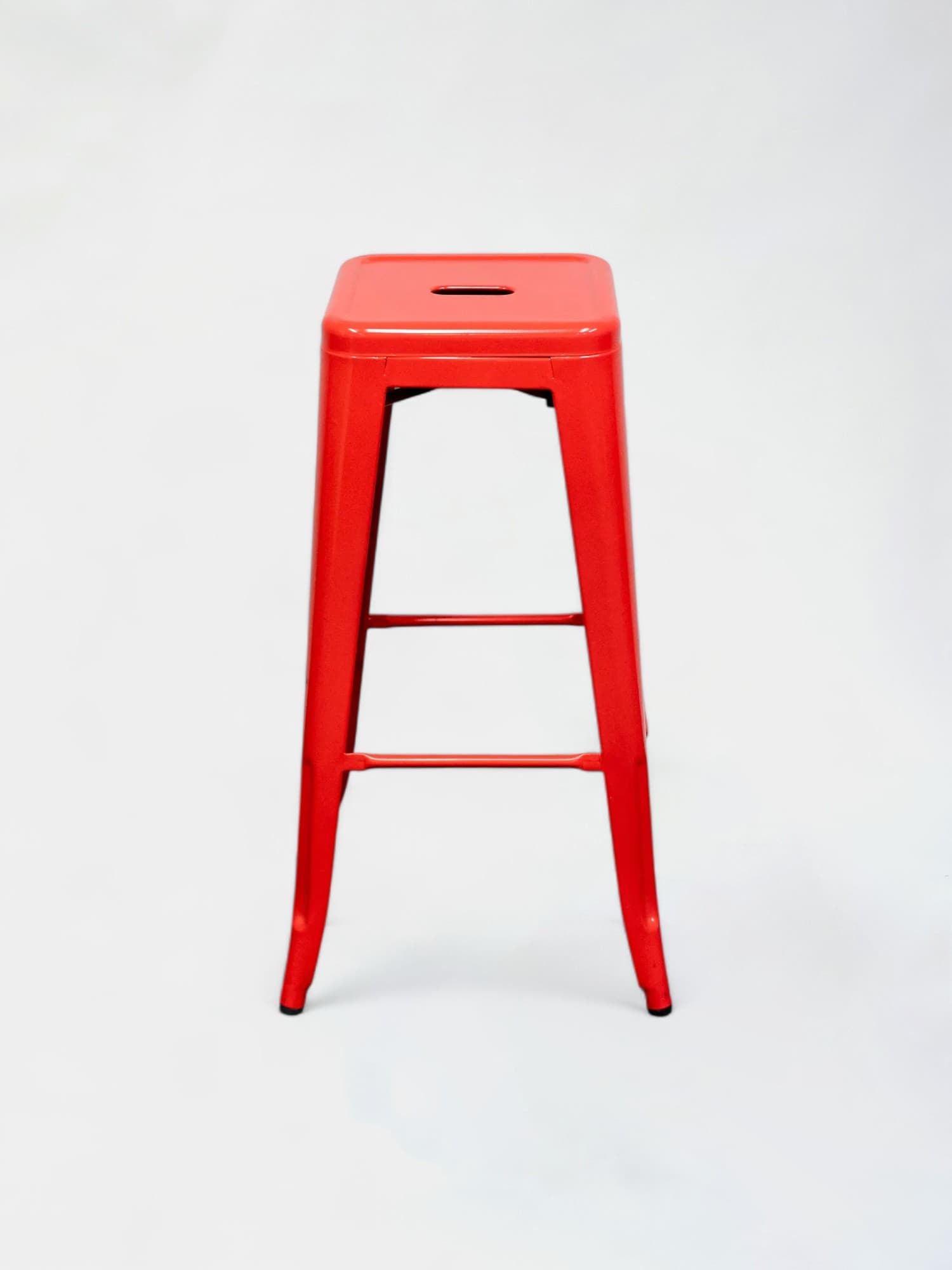 Red steel stool