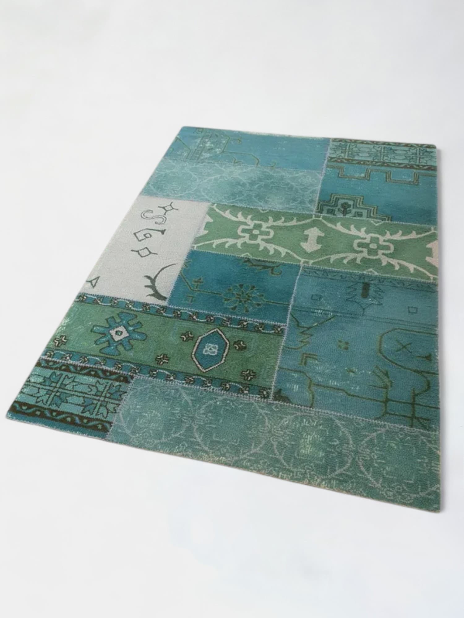 IKEA turquoise and green carpet