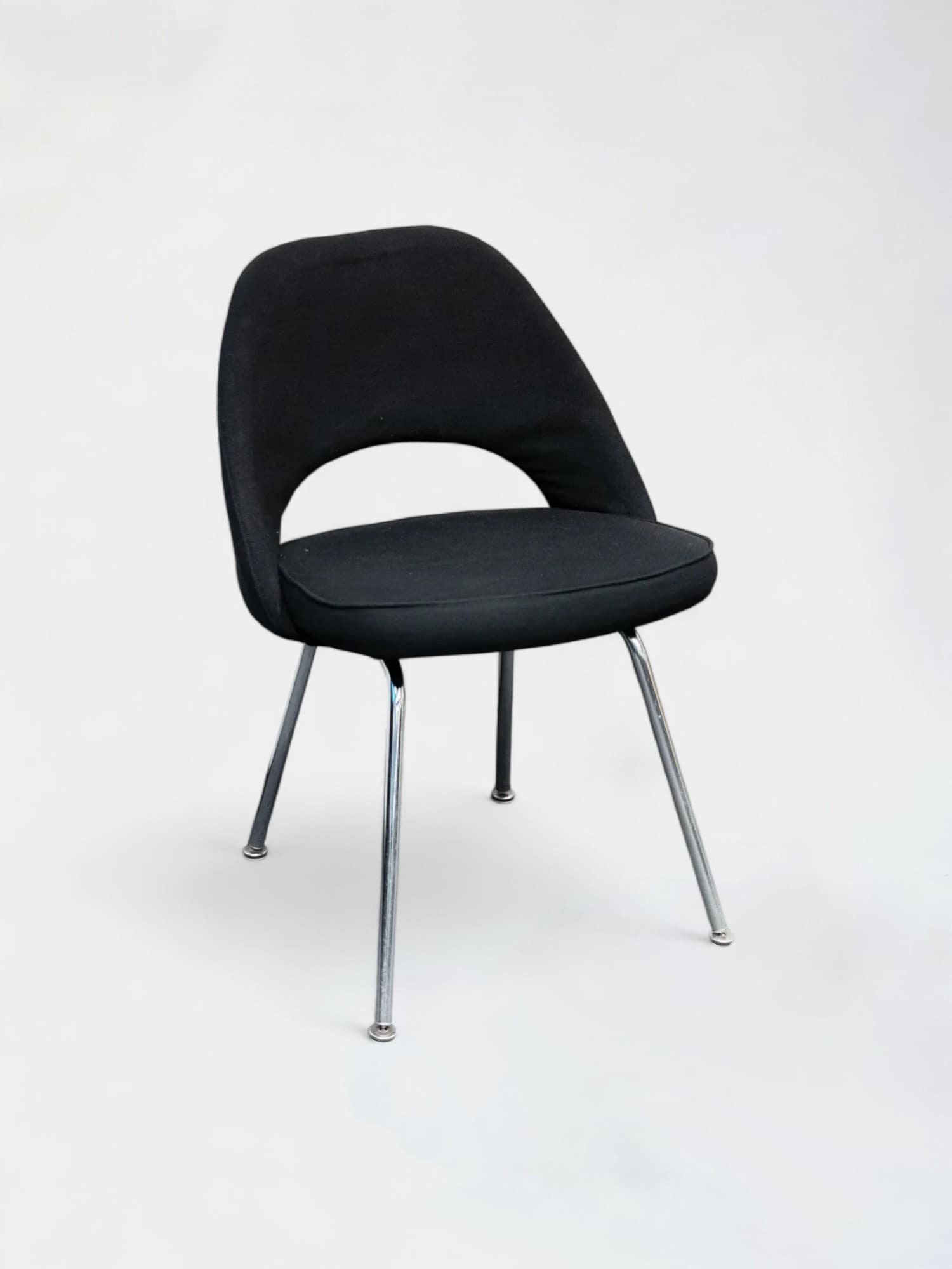 Black fabric chair with aluminum legs