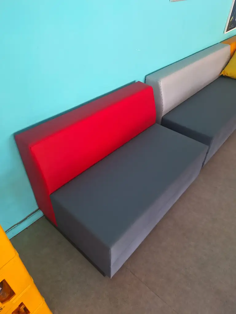 Red and Grey Synthetic Sofa with Modular Design